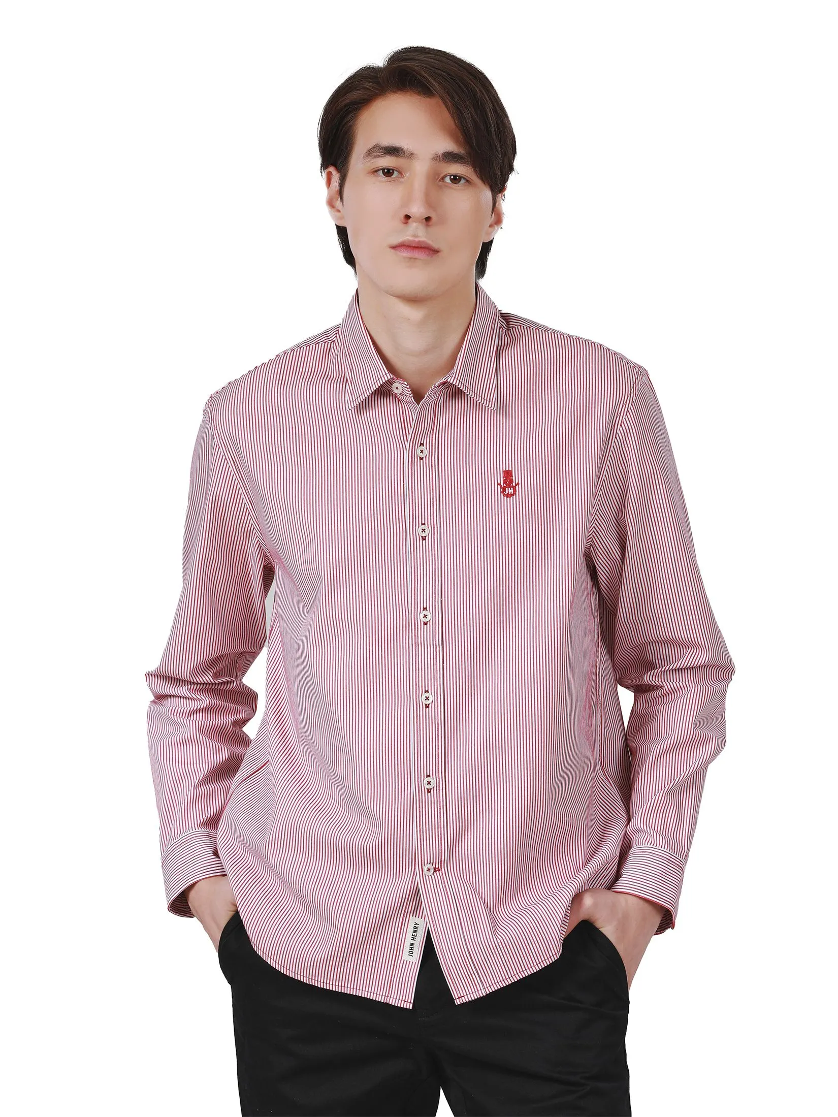 JOHN HENRY Men's Long Sleeves Shirts (Regular Fit) MERRY CHRISTMAS Red JOHN HENRY Men's Long Sleeves Shirts (Regular Fit) MERRY CHRISTMAS Red