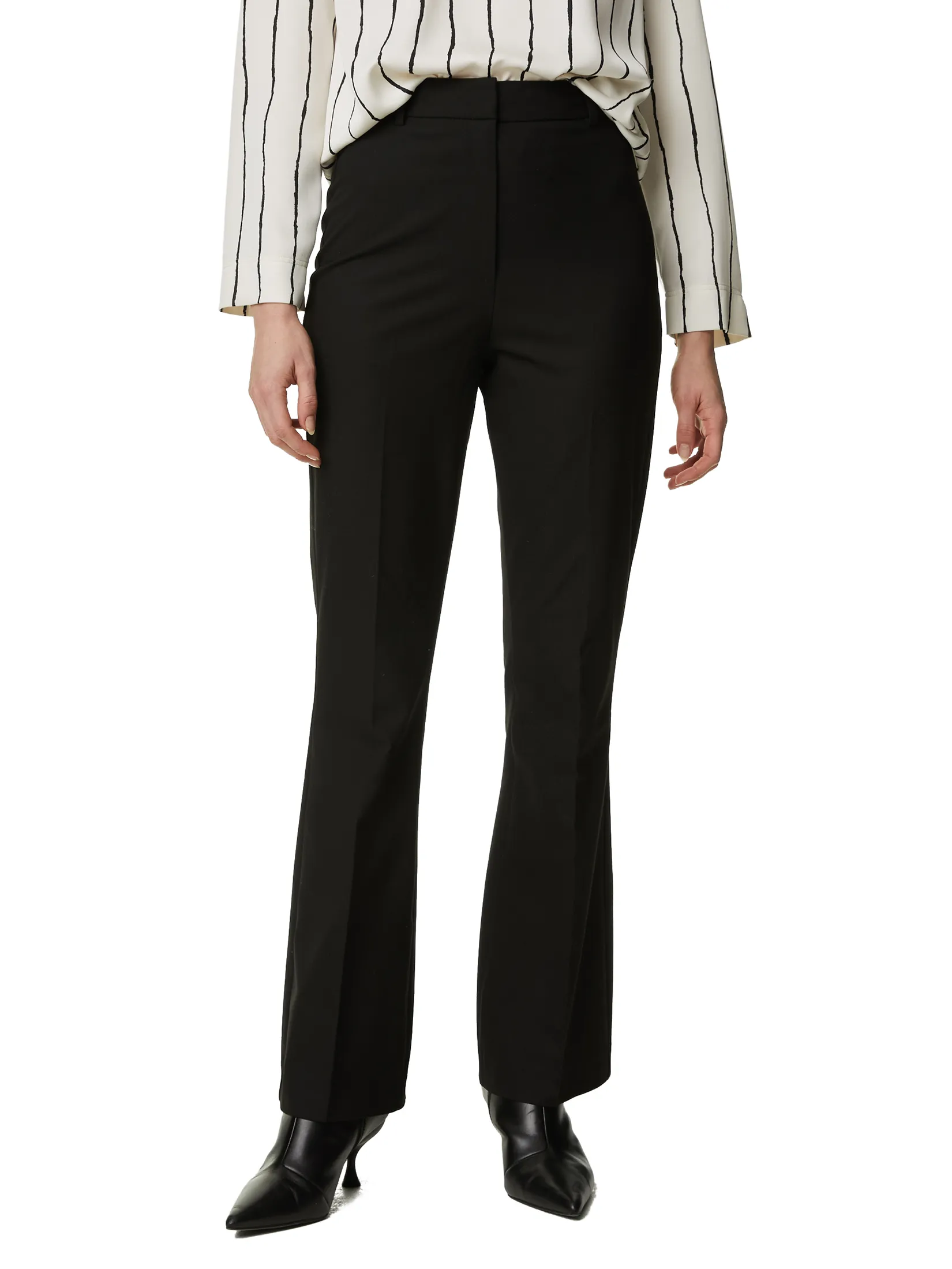 MARKS & SPENCER Women Flare Trousers Slim Fit Black MARKS & SPENCER Women Flare Trousers Slim Fit Black