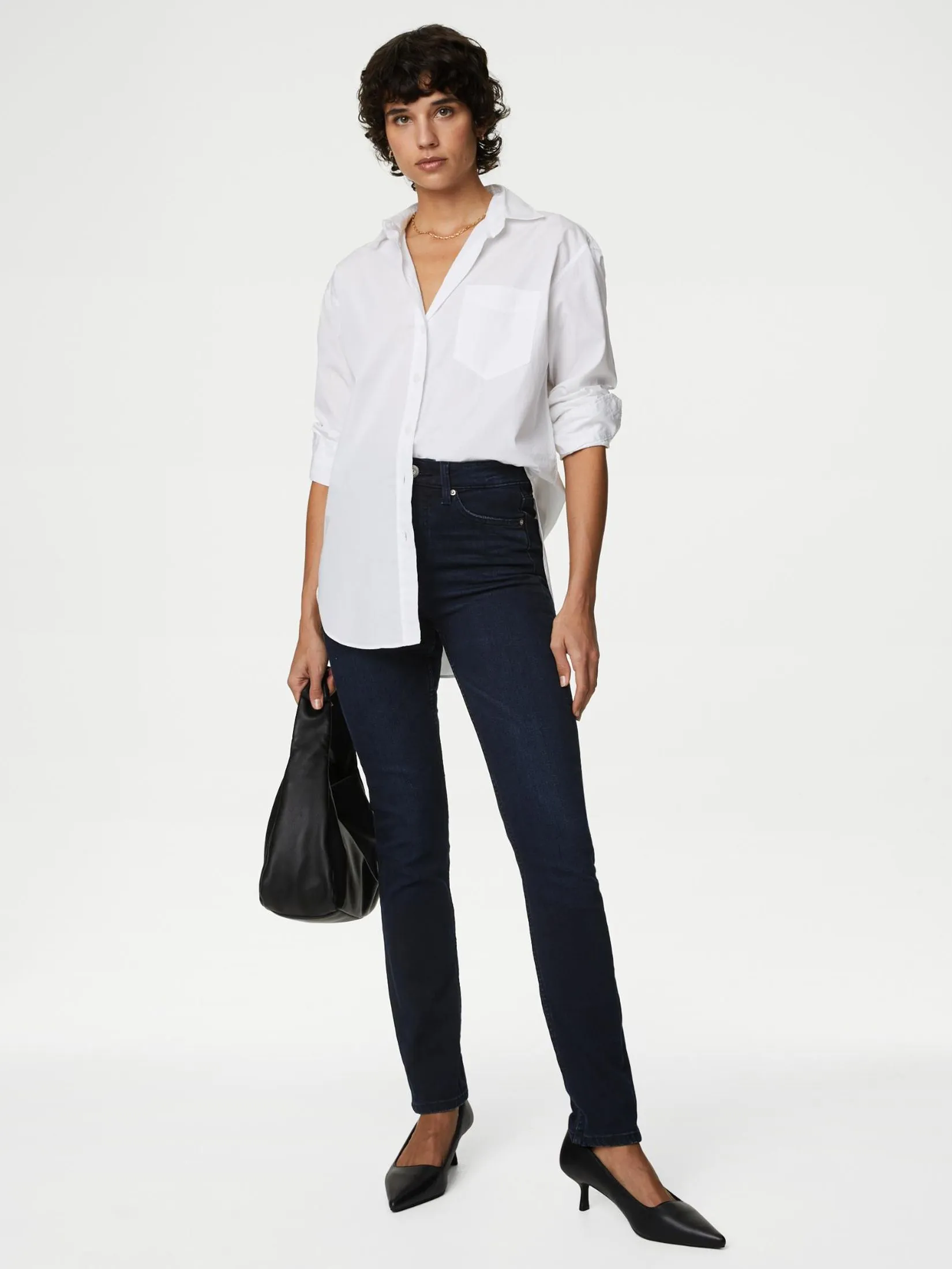 MARKS & SPENCER Women Jeans Lily Slim Fit with Stretch Blue/Black MARKS & SPENCER Women Jeans Lily Slim Fit with Stretch Blue/Black