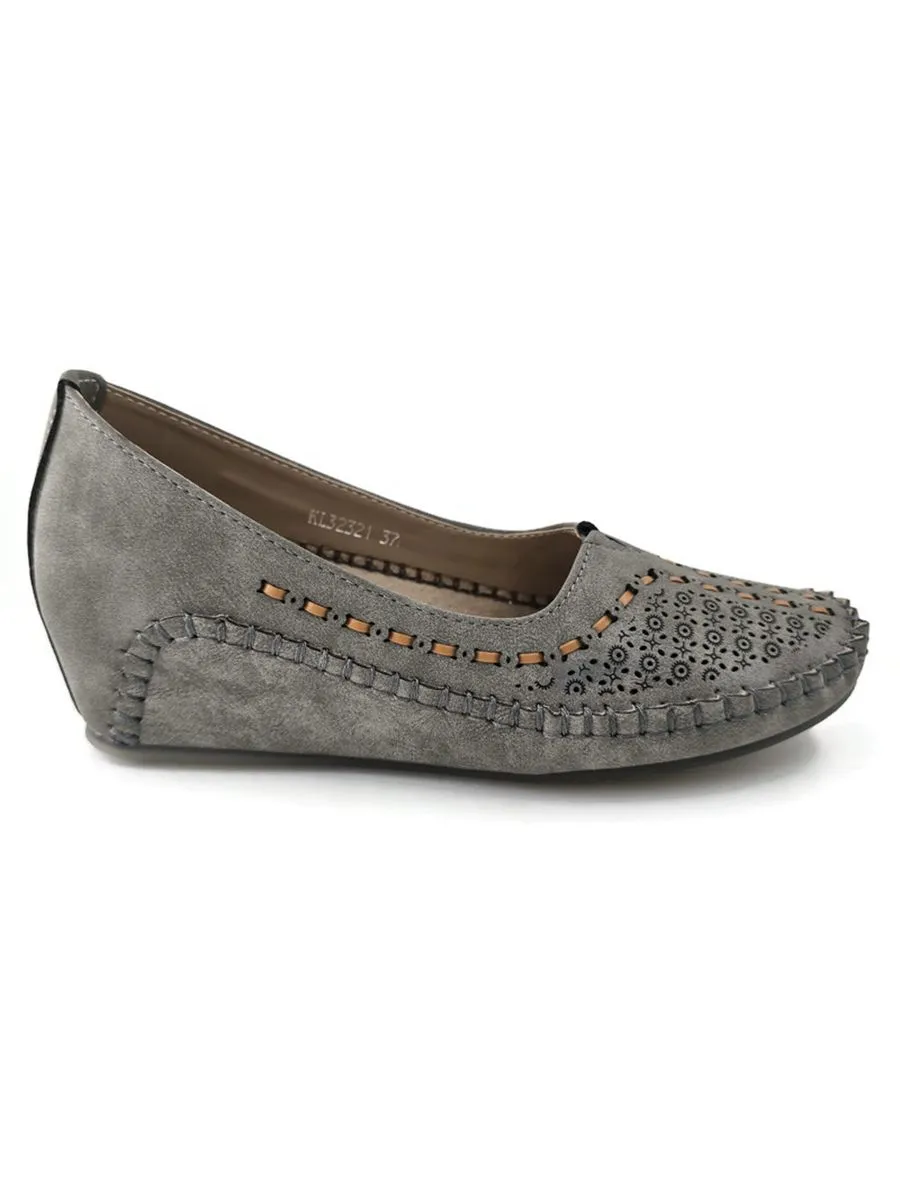 KLIN Women Moccasin Wedge Grey KLIN Women Moccasin Wedge Grey