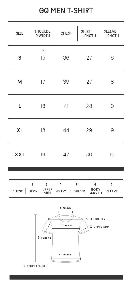 GQ Men T-Shirt Crew Neck Short Sleeves White GQ Men T-Shirt Crew Neck Short Sleeves White