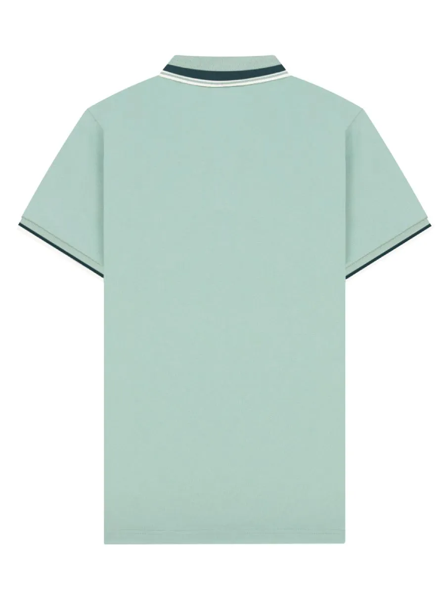 GIORDANO Men's Signature Pique Embroidery Solid Polo Green Surf GIORDANO Men's Signature Pique Embroidery Solid Polo Green Surf