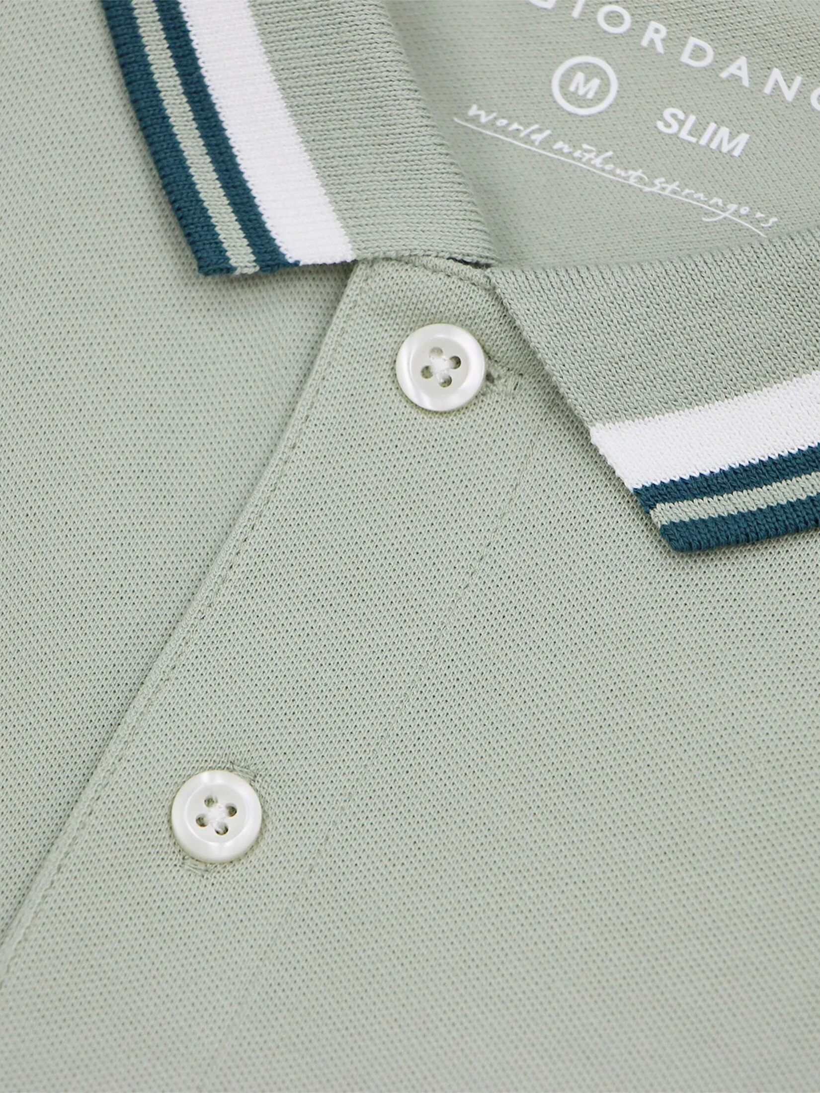 GIORDANO Men's Signature Pique Embroidery Solid Polo Frosty pine green GIORDANO Men's Signature Pique Embroidery Solid Polo Frosty pine green