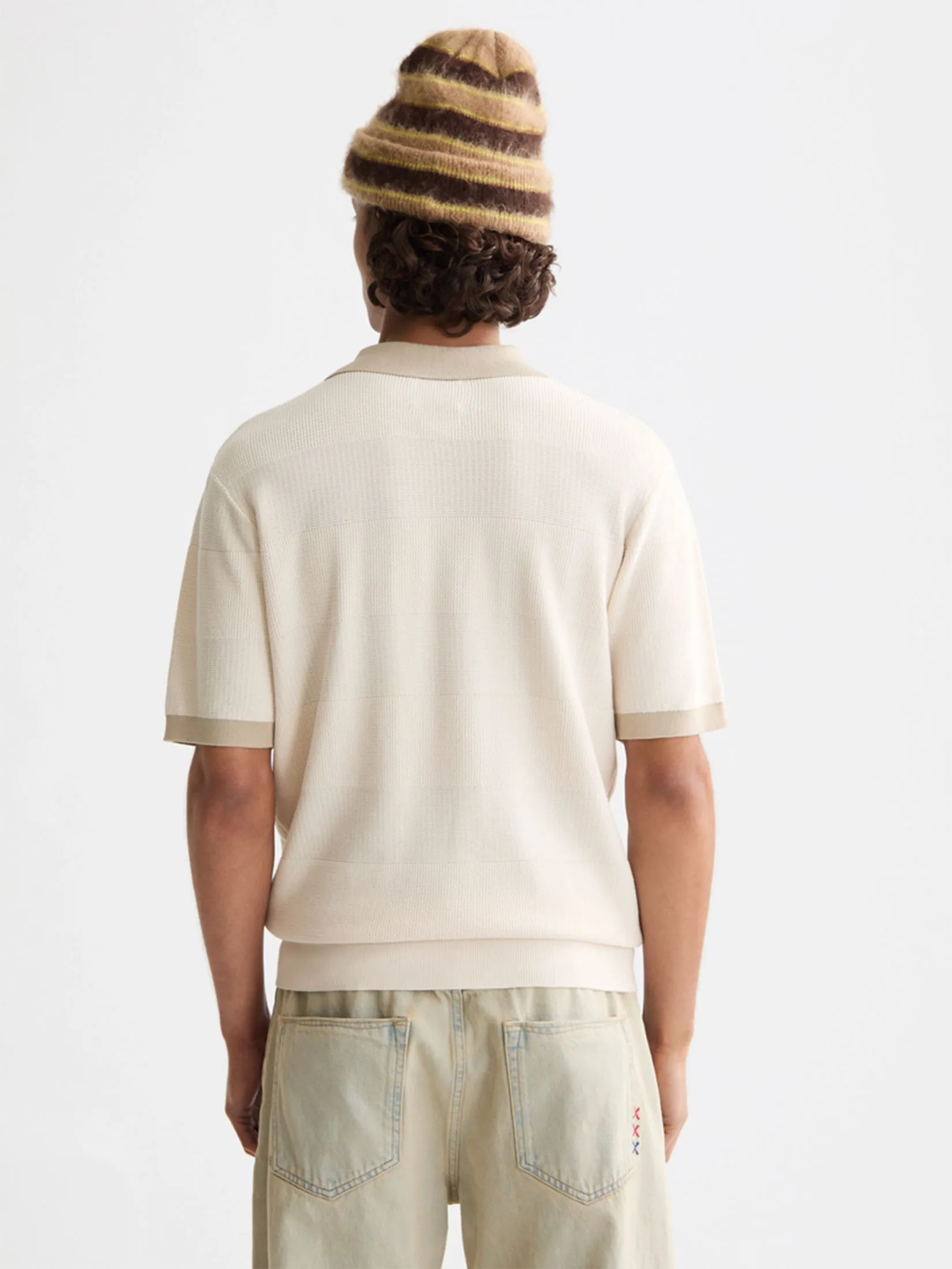 SCOTCH&SODA Men Polo Knitted Striped Light Beige SCOTCH&SODA Men Polo Knitted Striped Light Beige