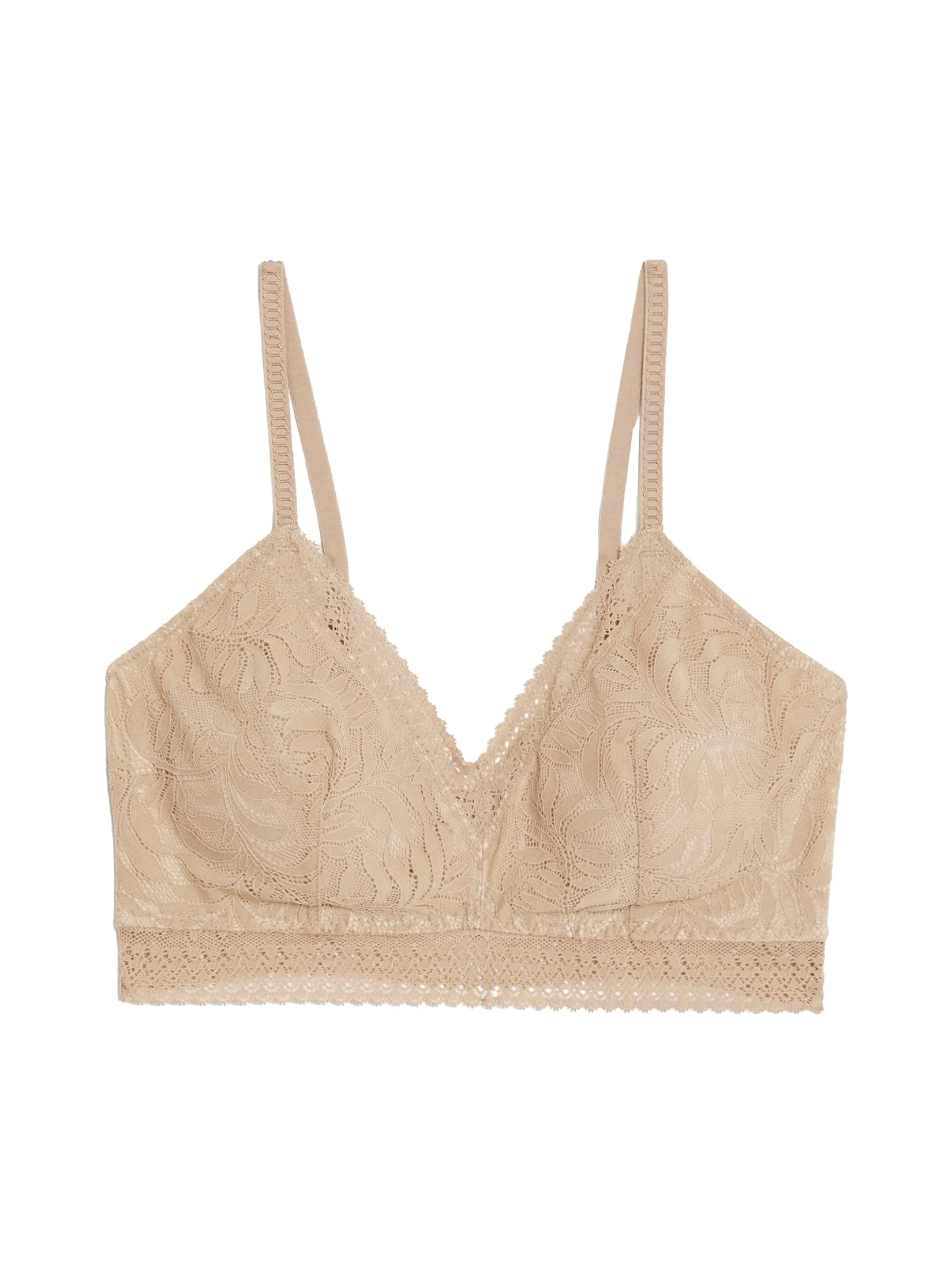 MARKS & SPENCER Women Bra Flexifit Lace Non Wired Bralette Tan MARKS & SPENCER Women Bra Flexifit Lace Non Wired Bralette Tan
