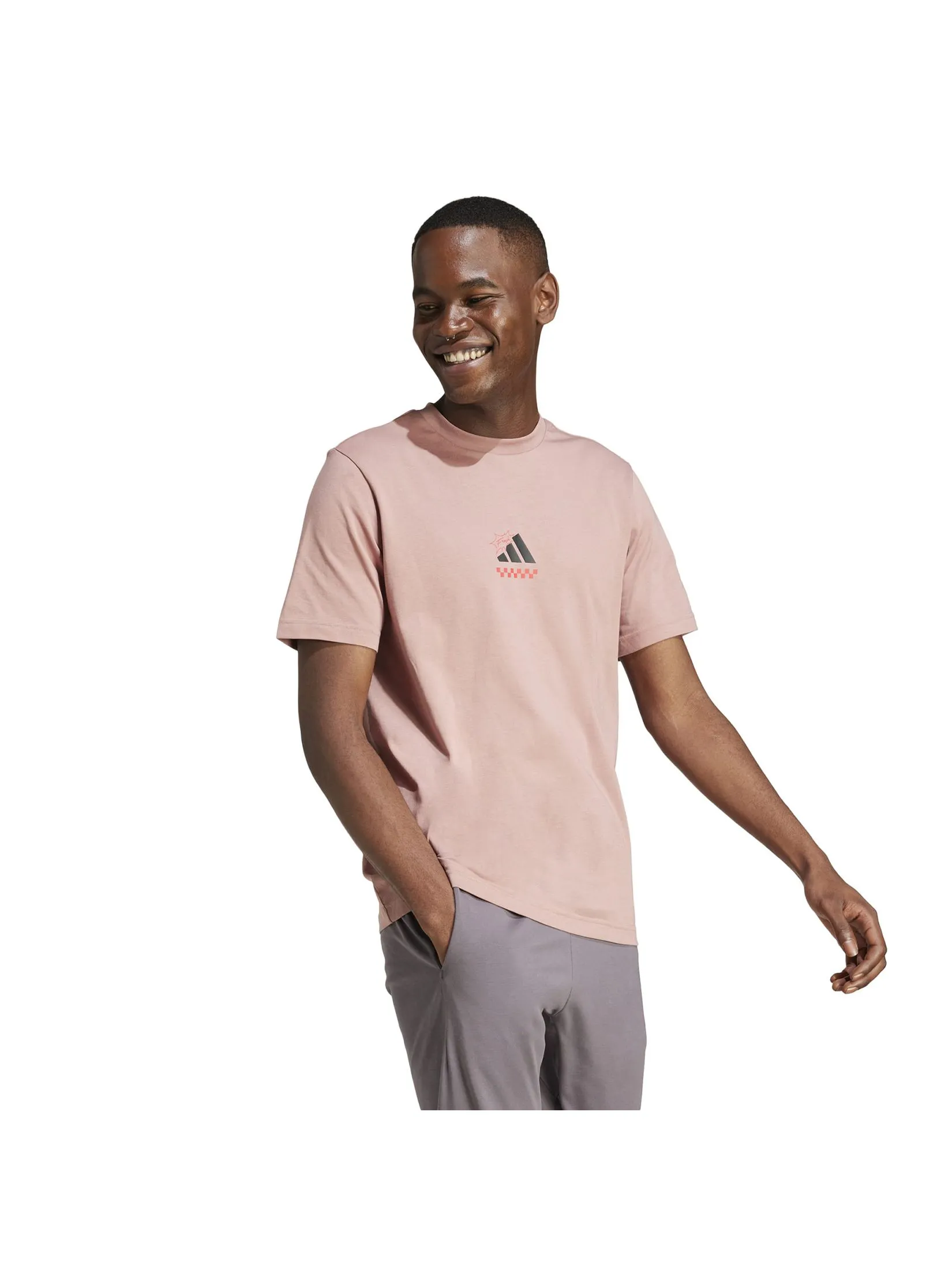 ADIDAS Men T-Shirt Lounge Pizza Graphic Warm Clay ADIDAS Men T-Shirt Lounge Pizza Graphic Warm Clay