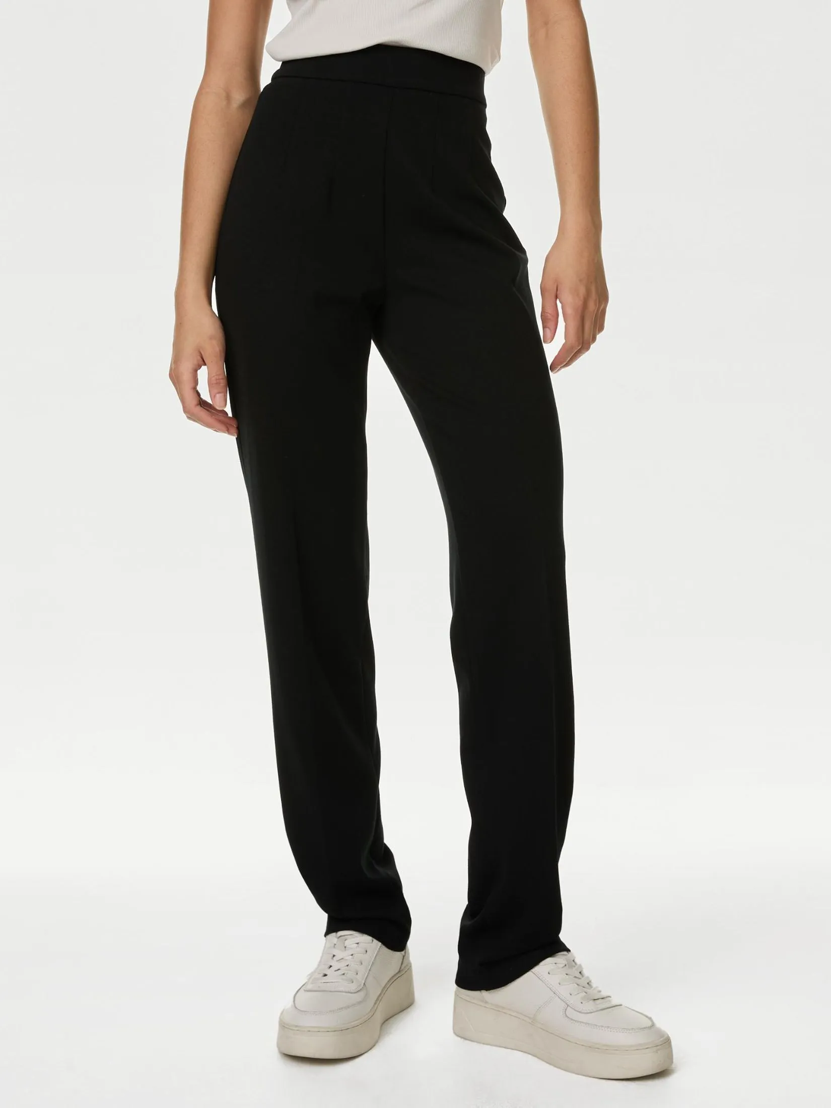 MARKS & SPENCER Women Straight Leg Trousers With Stretch Jersey MARKS & SPENCER Women Straight Leg Trousers With Stretch Jersey