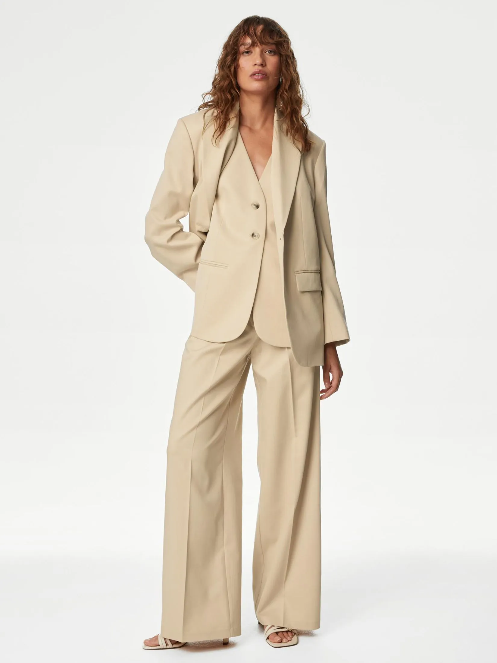 MARKS & SPENCER Women Trousers Wide Leg Lyocell Rich Pleat Front Hessian MARKS & SPENCER Women Trousers Wide Leg Lyocell Rich Pleat Front Hessian
