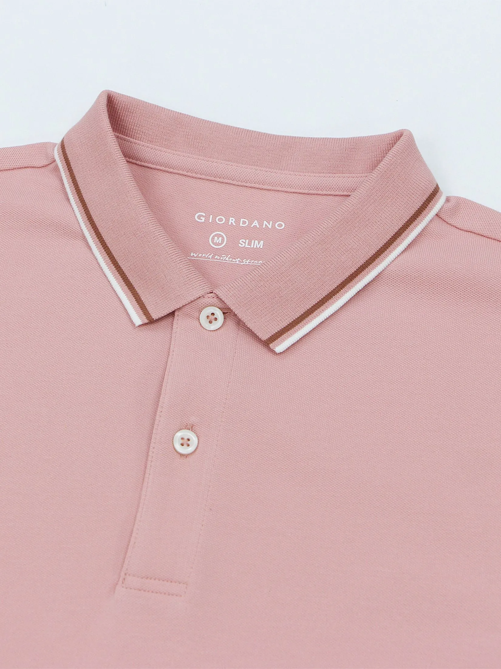 GIORDANO Men's Slim Cotton Lycra Polo Rose tan GIORDANO Men's Slim Cotton Lycra Polo Rose tan