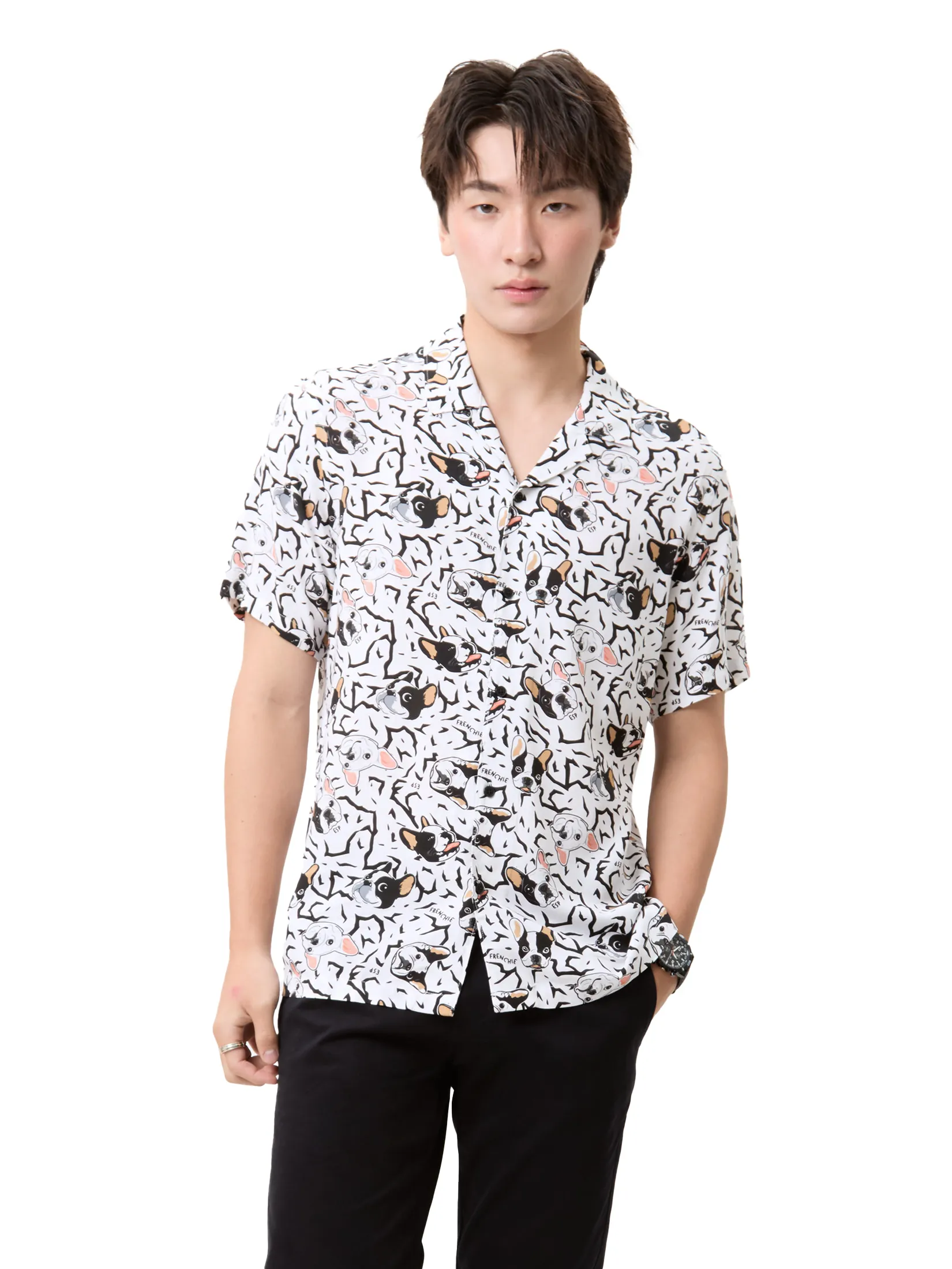 ESP Frenchie Hawii Shirt Man White ESP Frenchie Hawii Shirt Man White