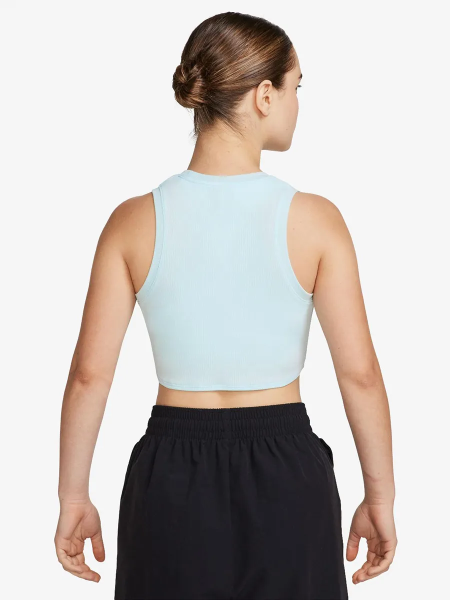 NIKE Women Cropped Tank Sportswear Essentials Ribbed Glacier Blue/Sail NIKE Women Cropped Tank Sportswear Essentials Ribbed Glacier Blue/Sail