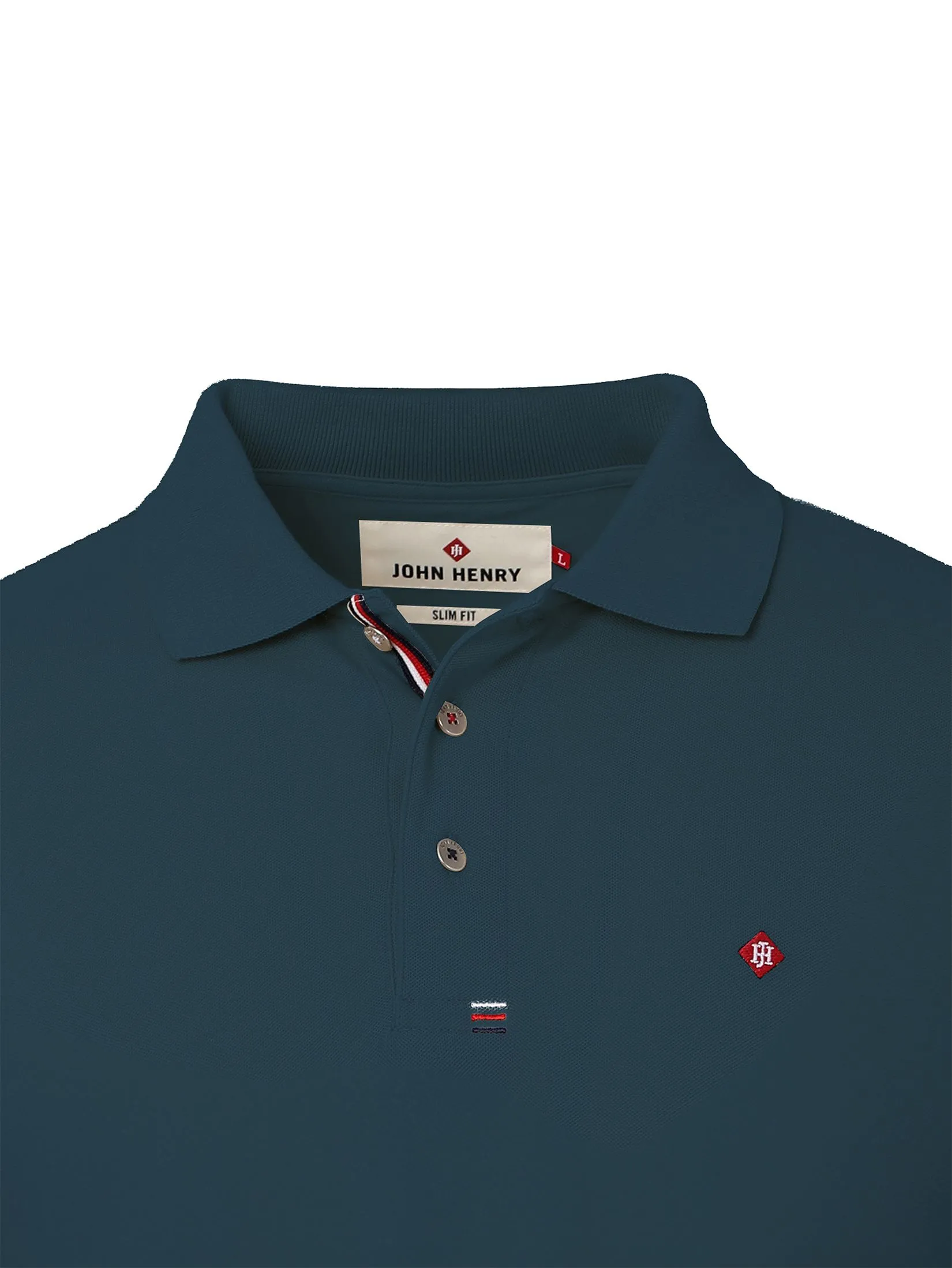 JOHN HENRY Men's Polo (Slim Fit) ESSENTIALS Mid Blue JOHN HENRY Men's Polo (Slim Fit) ESSENTIALS Mid Blue