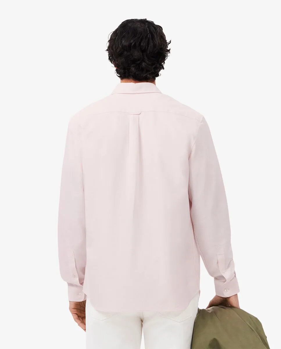 LACOSTE Regular Fit Long Sleeved Oxford Shirt Pink LACOSTE Regular Fit Long Sleeved Oxford Shirt Pink