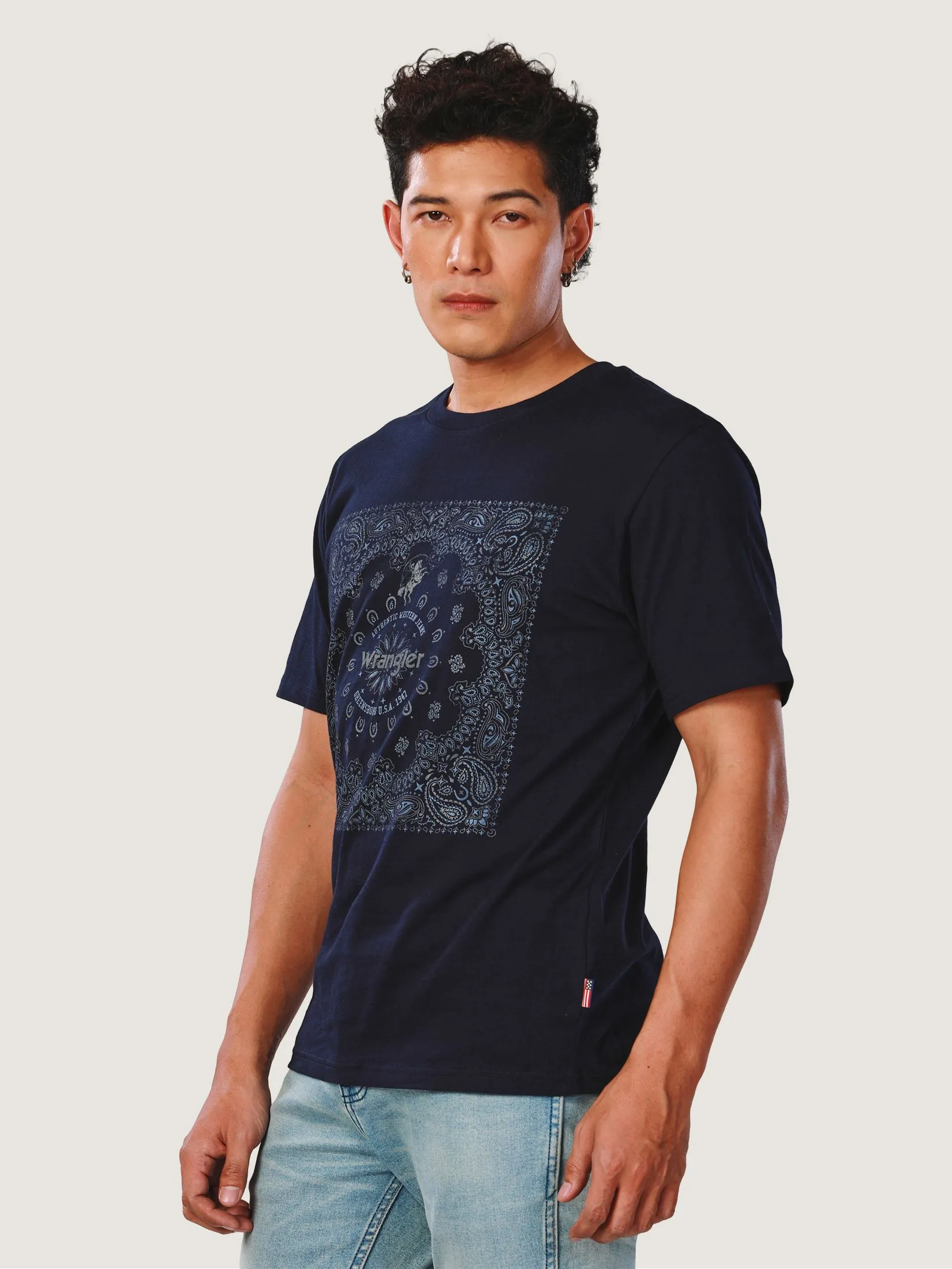 WRANGLER Men's Tee Short Sleeve Everyday with Wrangler Collection Regular Fit Navy WRANGLER Men's Tee Short Sleeve Everyday with Wrangler Collection Regular Fit Navy