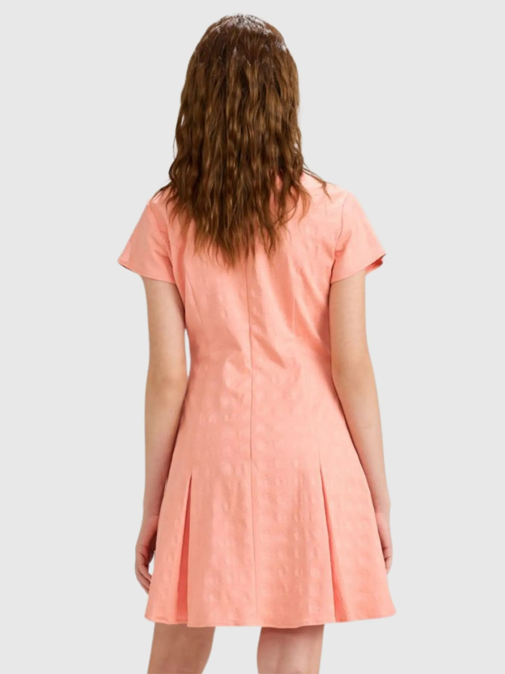 AMILA Women Dress Short Sleeves Spun Jacquard Orange AMILA Women Dress Short Sleeves Spun Jacquard Orange