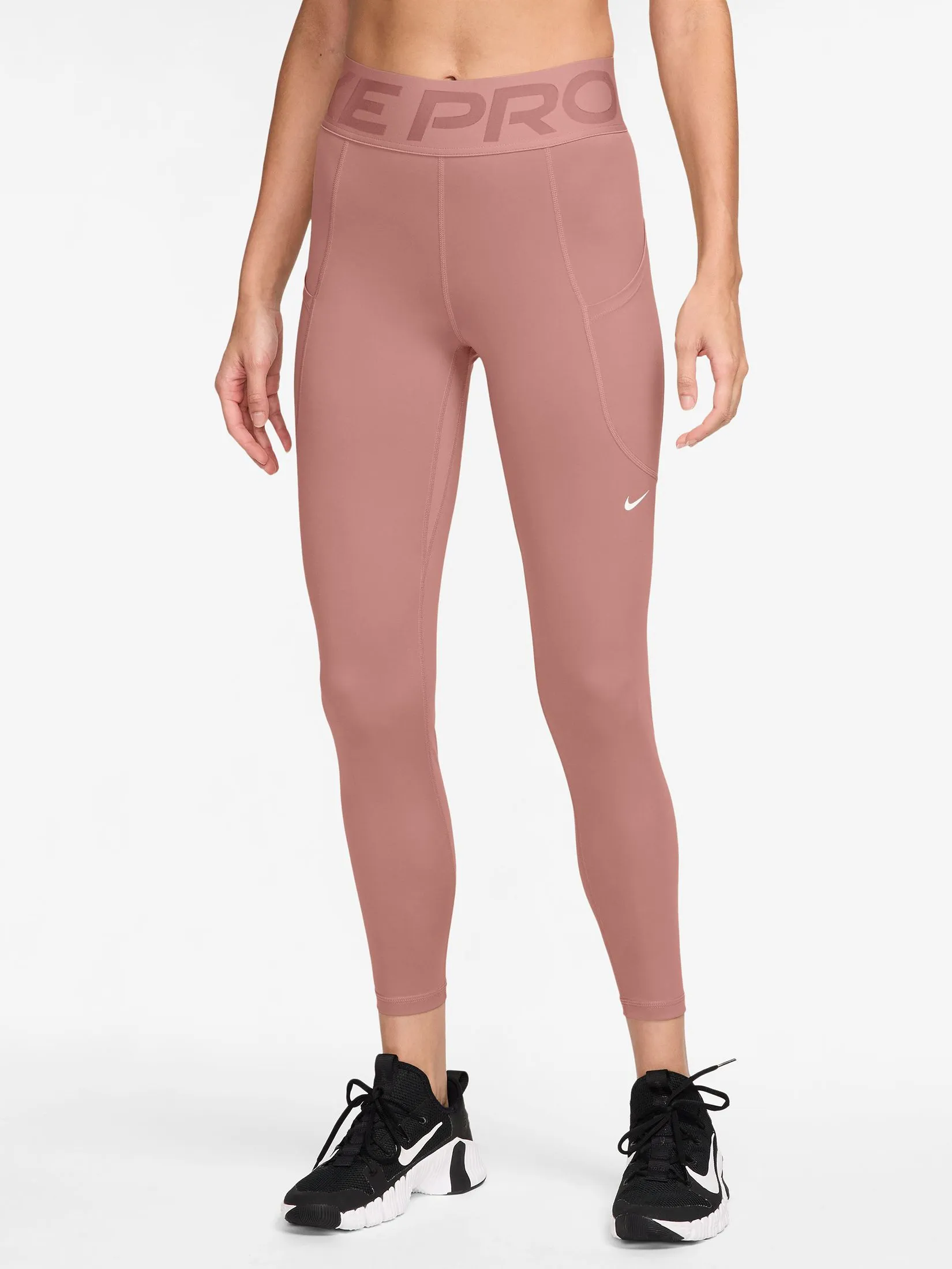 NIKE Women 7/8 Leggings Pro Sculpt High Waisted FV7389-685 Rust Pink/White NIKE Women 7/8 Leggings Pro Sculpt High Waisted FV7389-685 Rust Pink/White