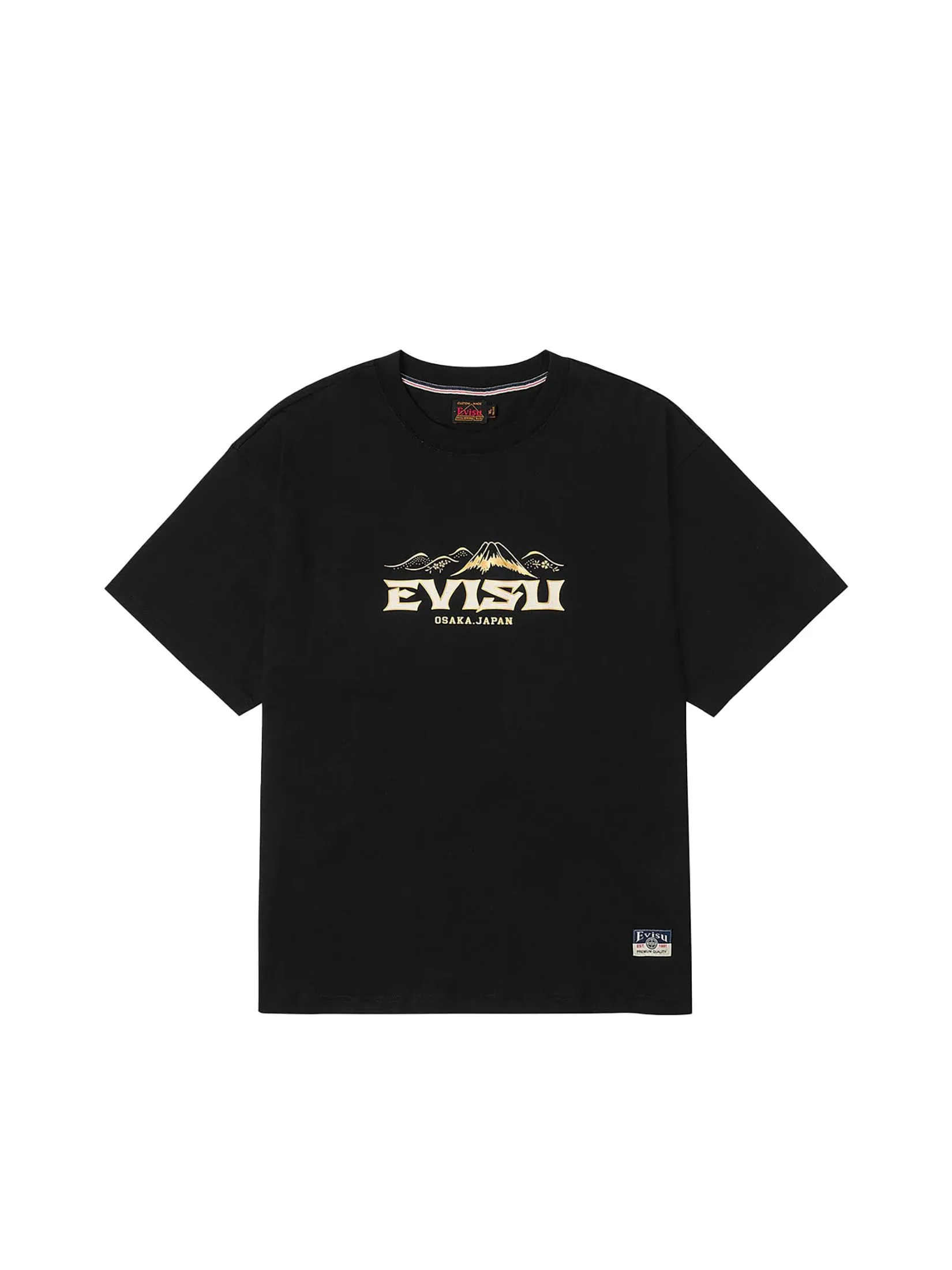EVISU Men T-Shirt Logo and Crane Soaring Daicock Print Relax Fit EVISU Men T-Shirt Logo and Crane Soaring Daicock Print Relax Fit