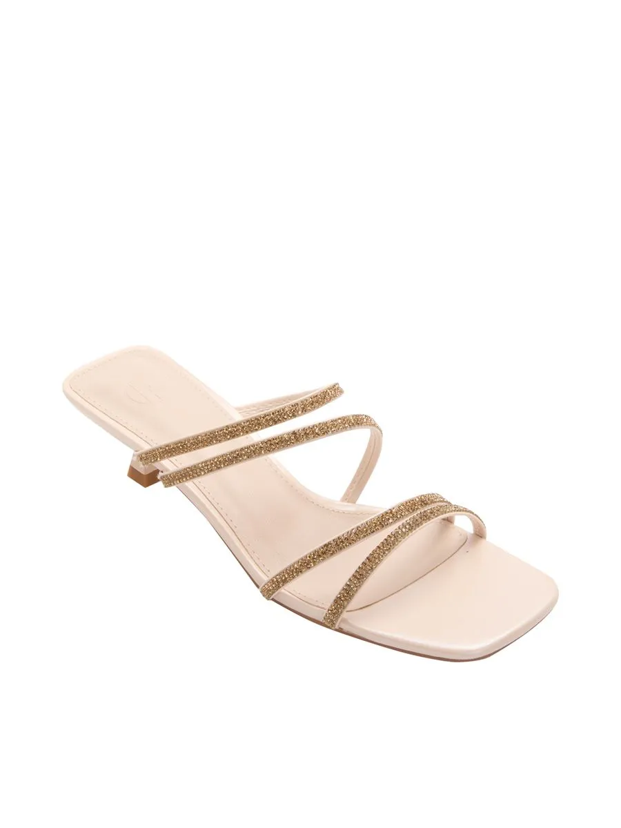 FOF Women Heels Decorative Glitter Straps Beige FOF Women Heels Decorative Glitter Straps Beige