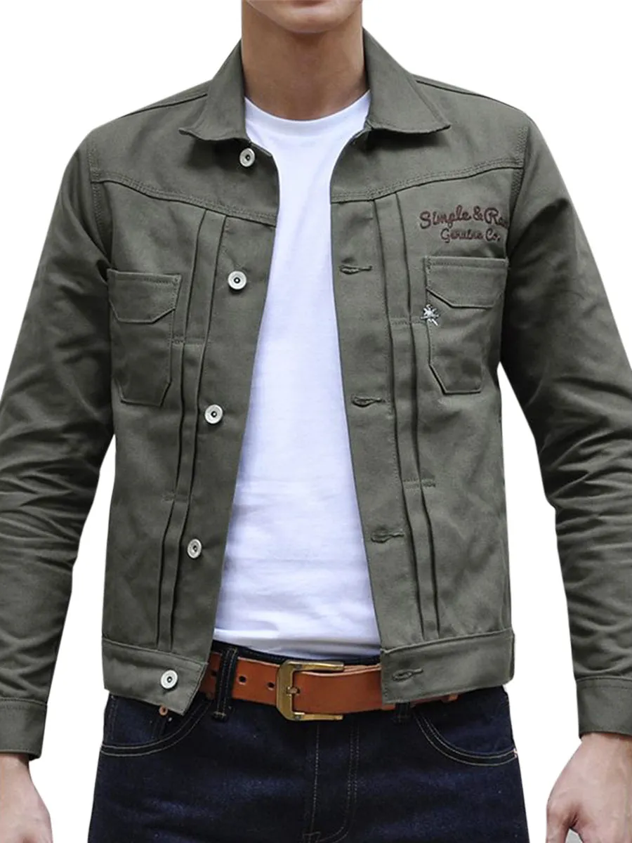Simple&Raw Jack Canvas Jacket Jk904-Gr-L Green Simple&Raw Jack Canvas Jacket Jk904-Gr-L Green