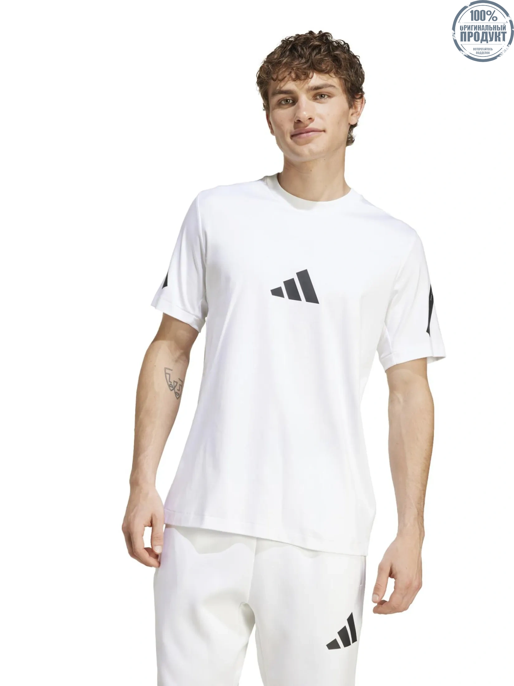 ADIDAS Men T-Shirt adidas Z.N.E. Round Neck Short Sleeves White ADIDAS Men T-Shirt adidas Z.N.E. Round Neck Short Sleeves White