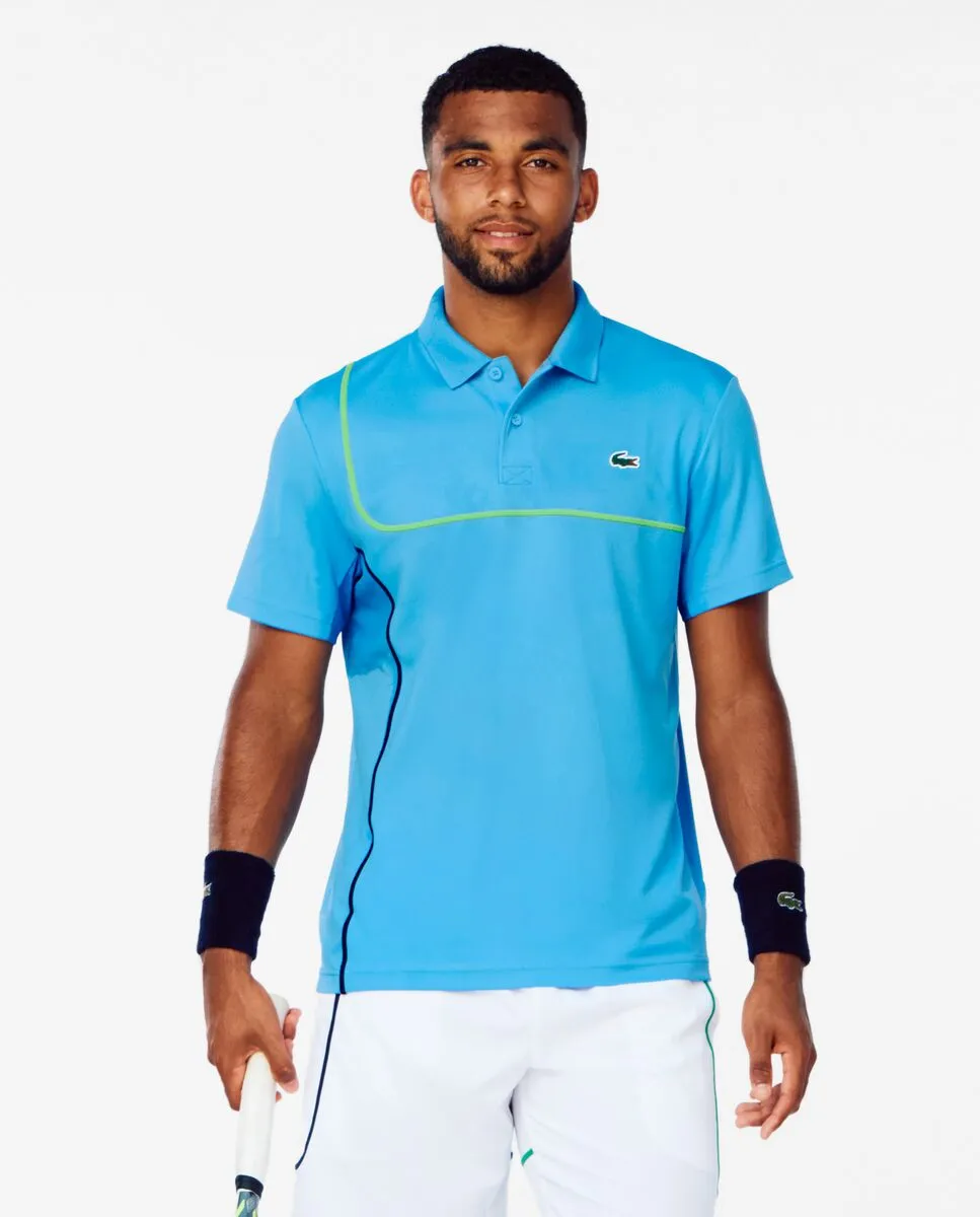 LACOSTE Regular Fit Ultra Dry Piqu  Tennis Polo Shirt Blue LACOSTE Regular Fit Ultra Dry Piqu  Tennis Polo Shirt Blue