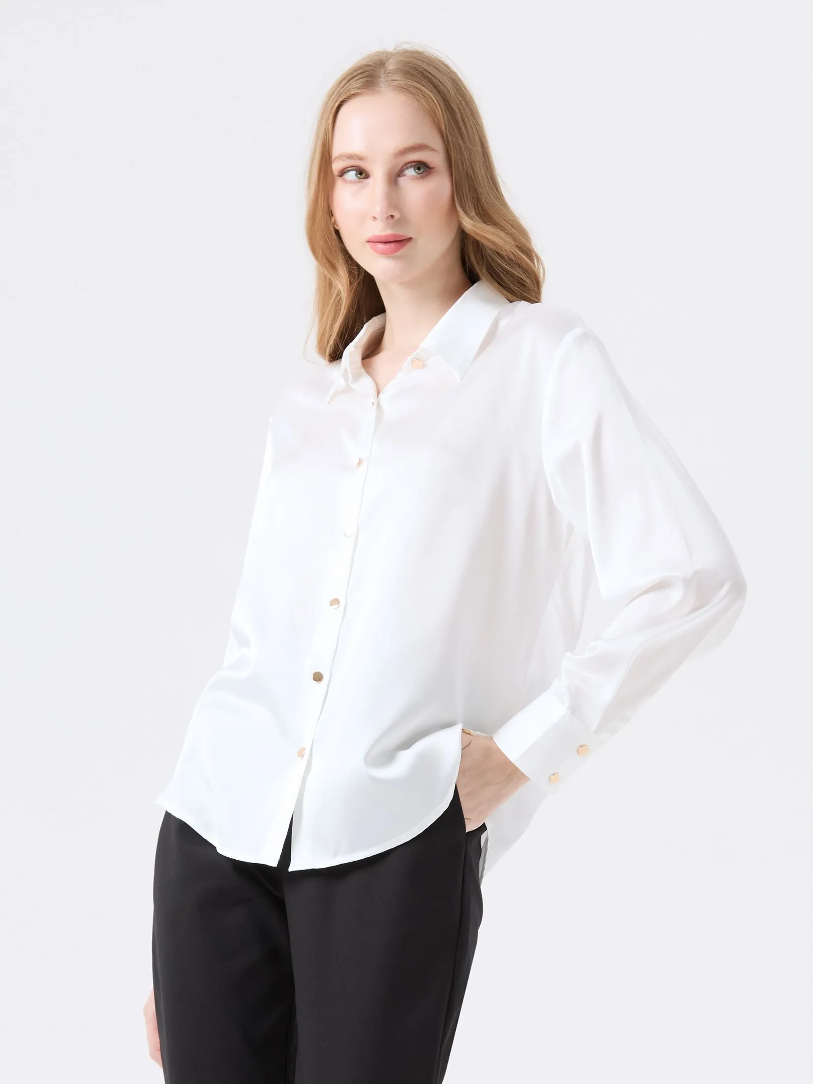 ESPADA Smooth Satin Shirt Woman Off White ESPADA Smooth Satin Shirt Woman Off White