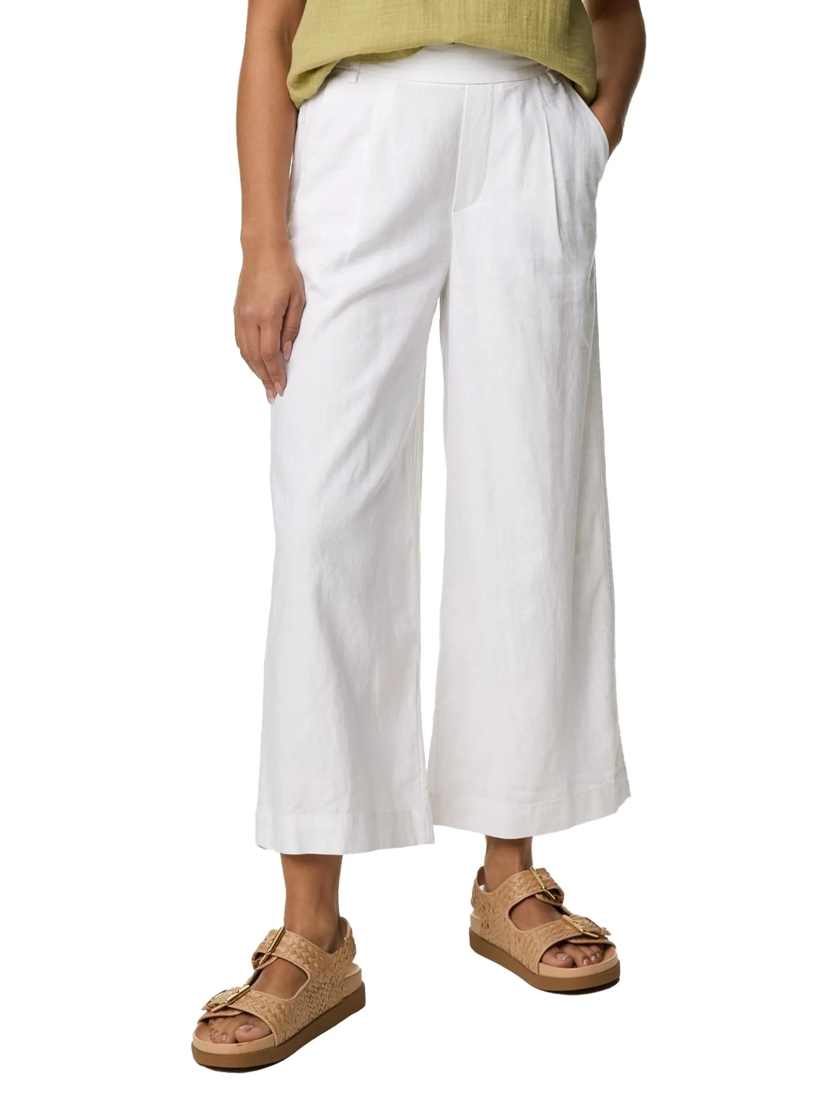 MARKS & SPENCER Women Cropped Trousers Wide Leg Linen Rich MARKS & SPENCER Women Cropped Trousers Wide Leg Linen Rich