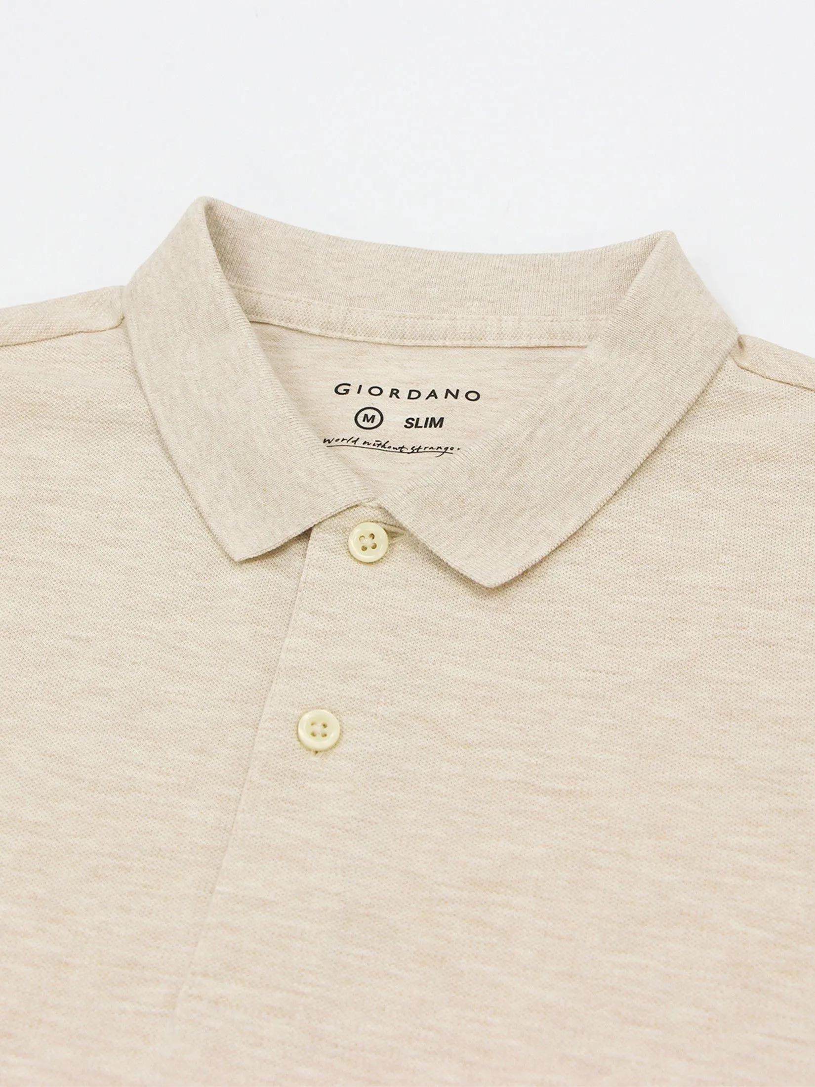 GIORDANO Men's Cotton Lycra Solid Polo Cashmere Khaki GIORDANO Men's Cotton Lycra Solid Polo Cashmere Khaki