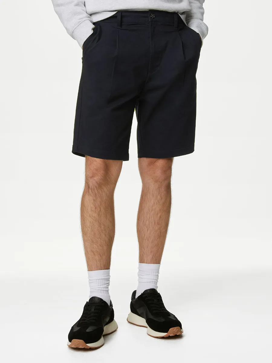 MARKS & SPENCER Men Chino Shorts Single Pleat Stretch MARKS & SPENCER Men Chino Shorts Single Pleat Stretch