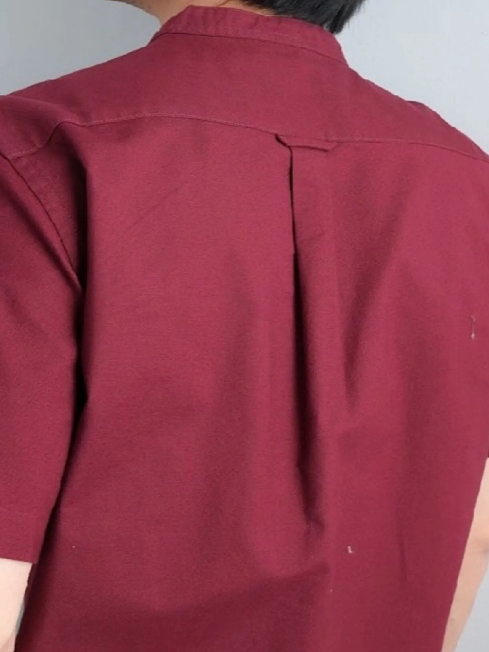 Era-won Men's Oxford Shirt Short Sleeve Comfort Fit Mandarin collar Maroon Era-won Men's Oxford Shirt Short Sleeve Comfort Fit Mandarin collar Maroon