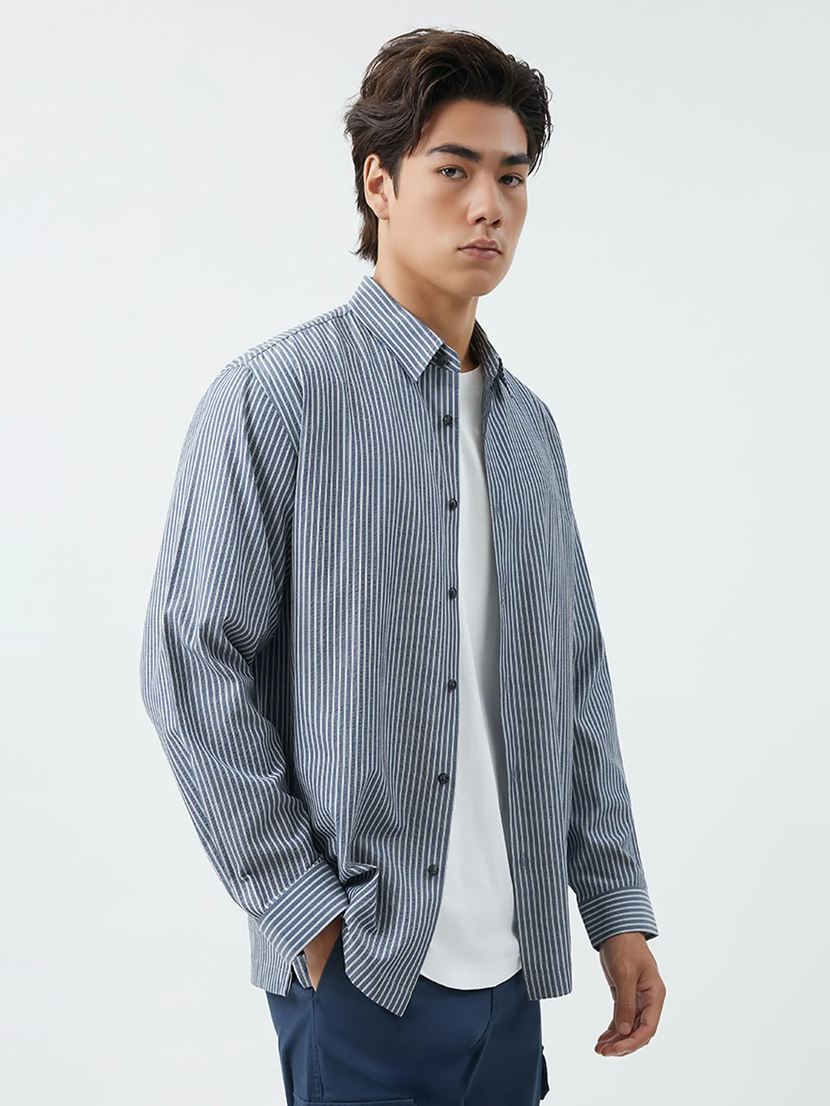 DAPPER DAPPER Striped Seersucker Shirt Multicolor