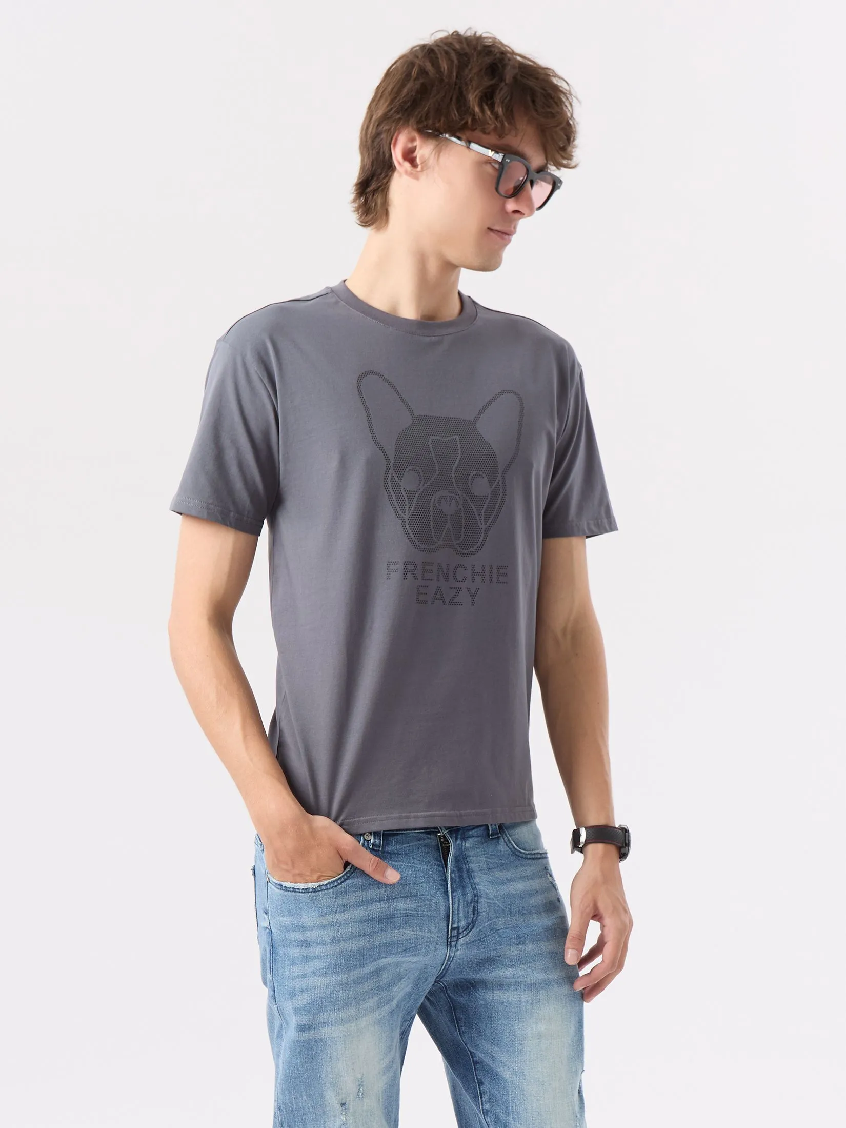 ESP Frenchie Eazy Tee Shirt Men Grey ESP Frenchie Eazy Tee Shirt Men Grey
