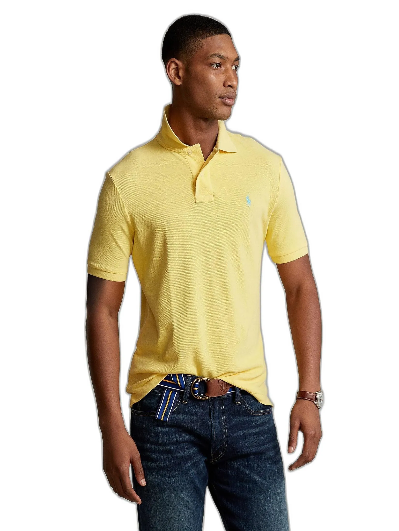 POLO RALPH LAUREN Custom Slim Fit Mesh Polo Shirt  MNPOKNI1N820335  700 YELLOW POLO RALPH LAUREN Custom Slim Fit Mesh Polo Shirt  MNPOKNI1N820335  700 YELLOW