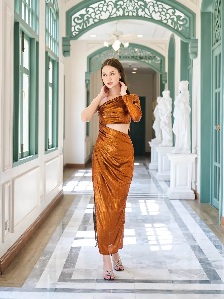 ROSE THE LABEL Copper-Olivia metallic dress ROSE THE LABEL Copper-Olivia metallic dress