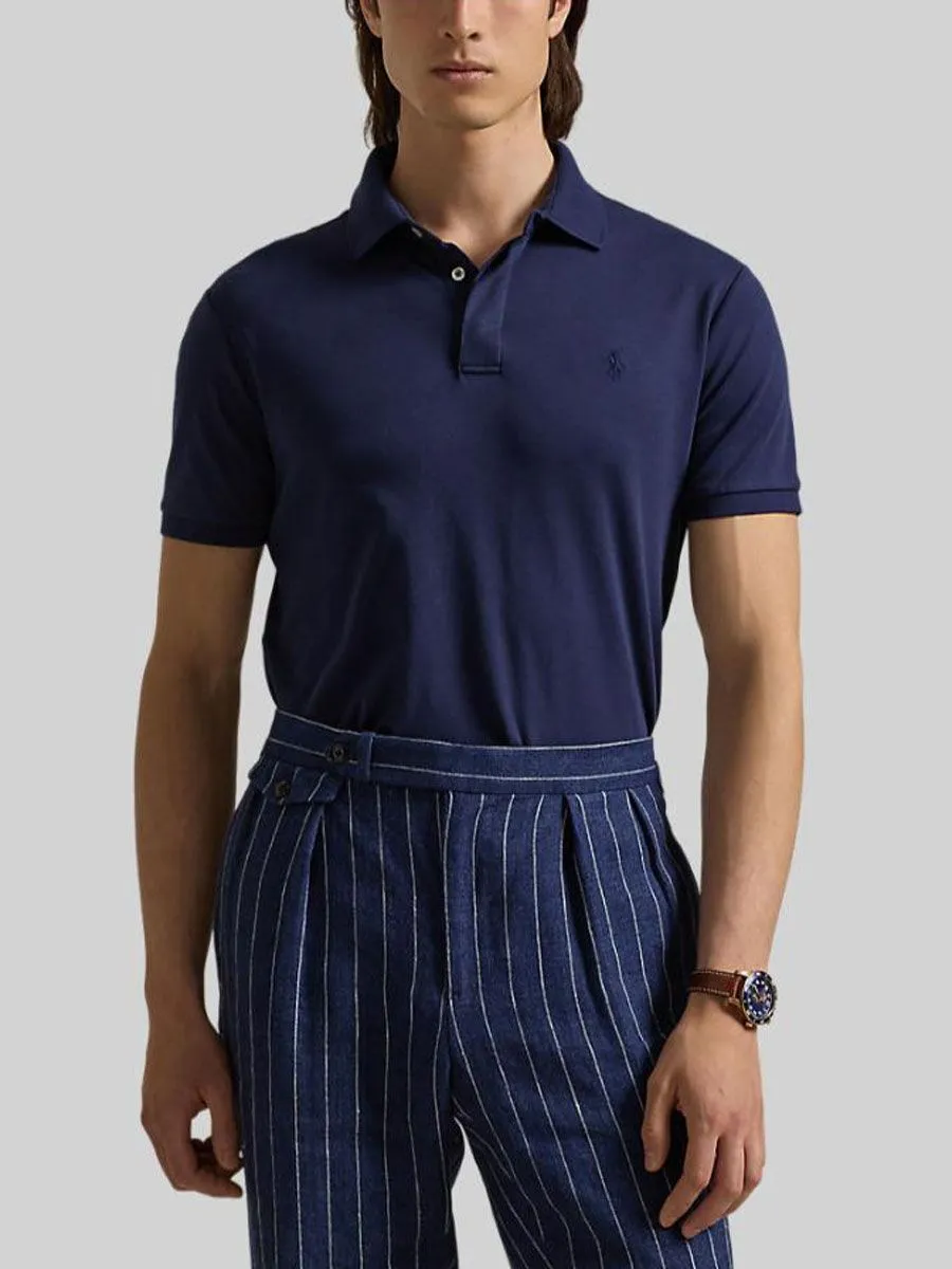 POLO RALPH LAUREN Men Polo-Custom Slim Fit Soft Cotton Polo Shirt MNPOKNI1N822980-Navy-410 POLO RALPH LAUREN Men Polo-Custom Slim Fit Soft Cotton Polo Shirt MNPOKNI1N822980-Navy-410