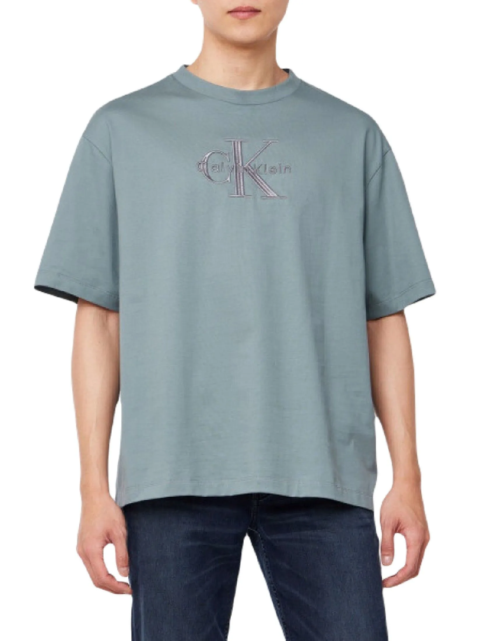 CALVIN KLEIN Men's Relaxed Fit Hero Monogram Logo Short Sleeve T-Shirt Dark Grey CALVIN KLEIN Men's Relaxed Fit Hero Monogram Logo Short Sleeve T-Shirt Dark Grey