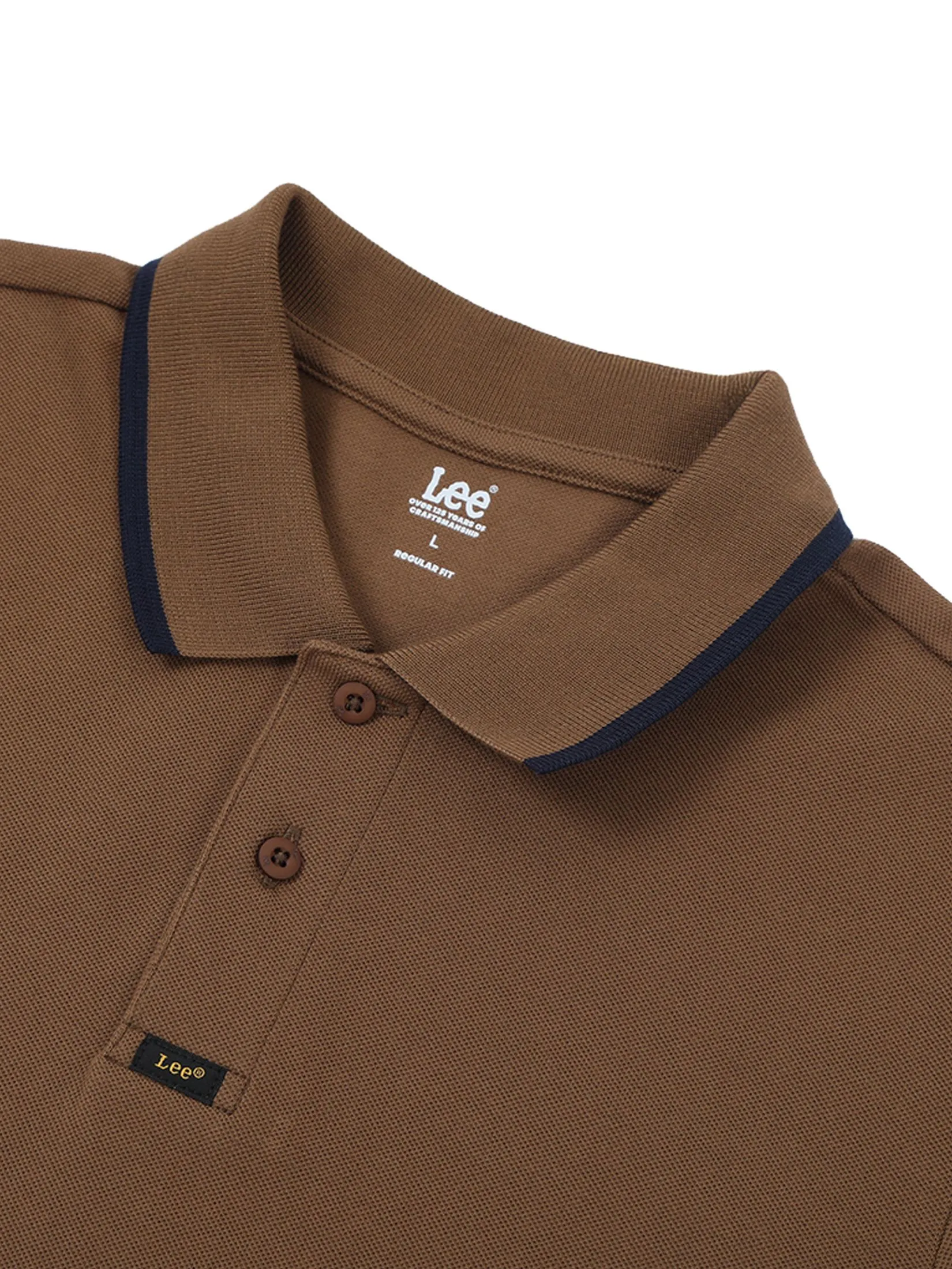 LEE Men's Polo Short Sleeve Regular Fit Brown LEE Men's Polo Short Sleeve Regular Fit Brown
