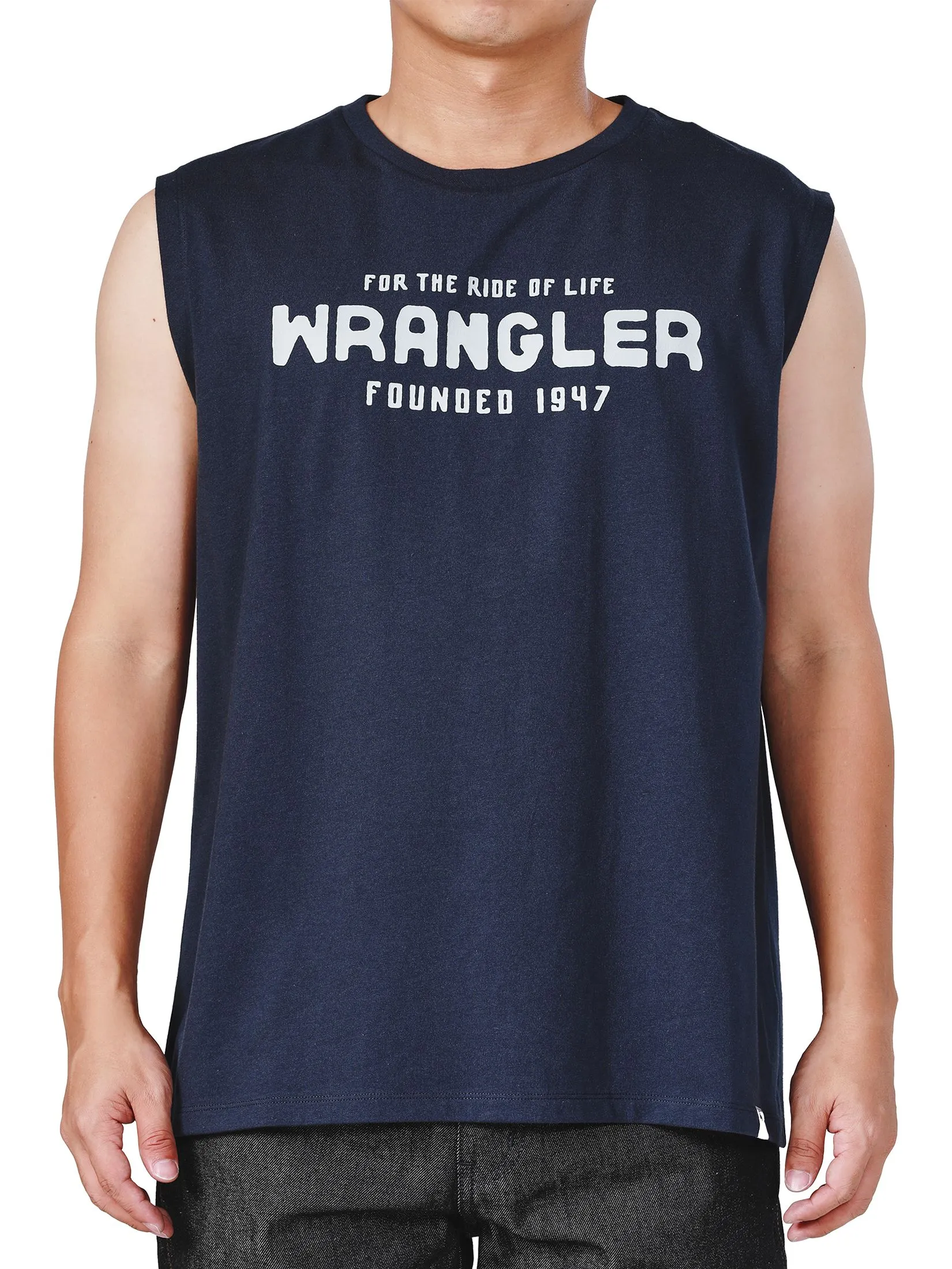 WRANGLER Men's Sleeveless Tee Regular Fit Navy WRANGLER Men's Sleeveless Tee Regular Fit Navy