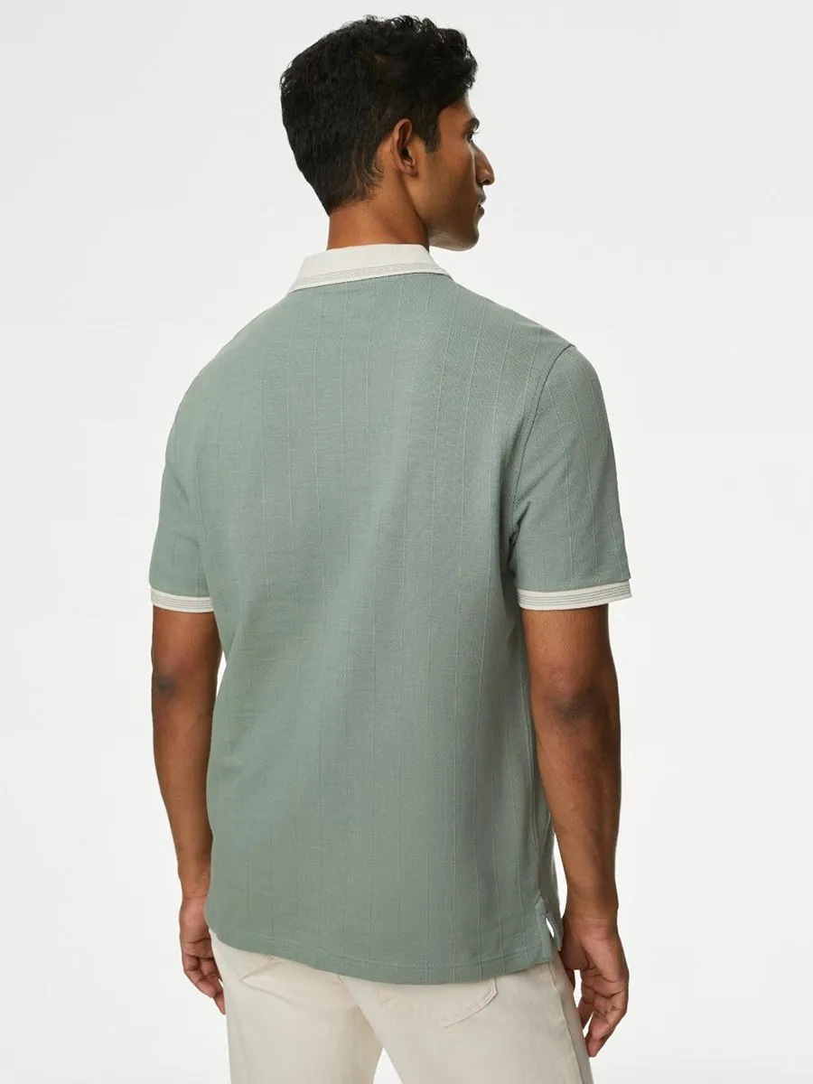 MARKS & SPENCER Men Polo Shirt Cotton Rich Textured MARKS & SPENCER Men Polo Shirt Cotton Rich Textured