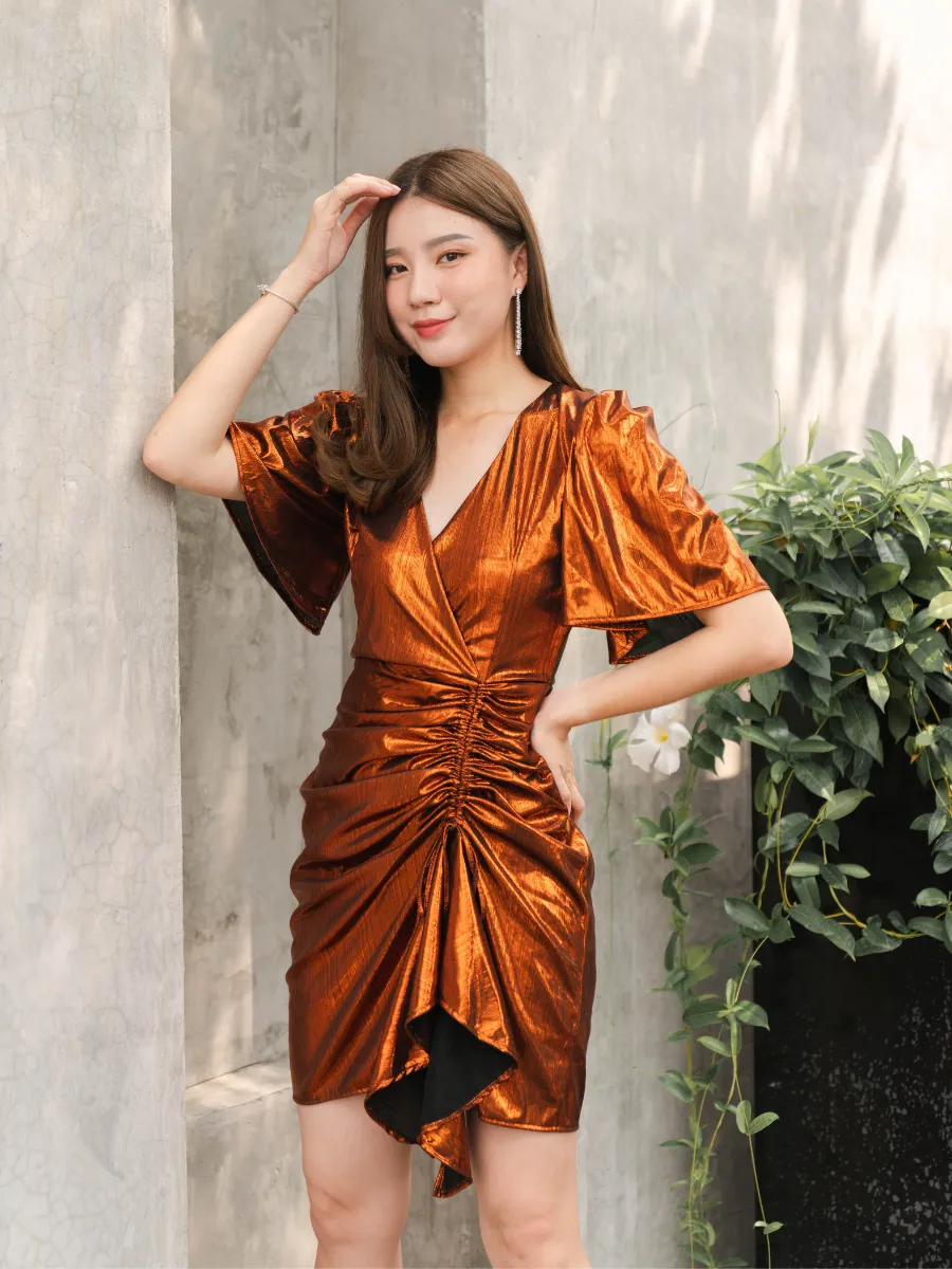 ROSE THE LABEL Copper blossom metallic dress ROSE THE LABEL Copper blossom metallic dress