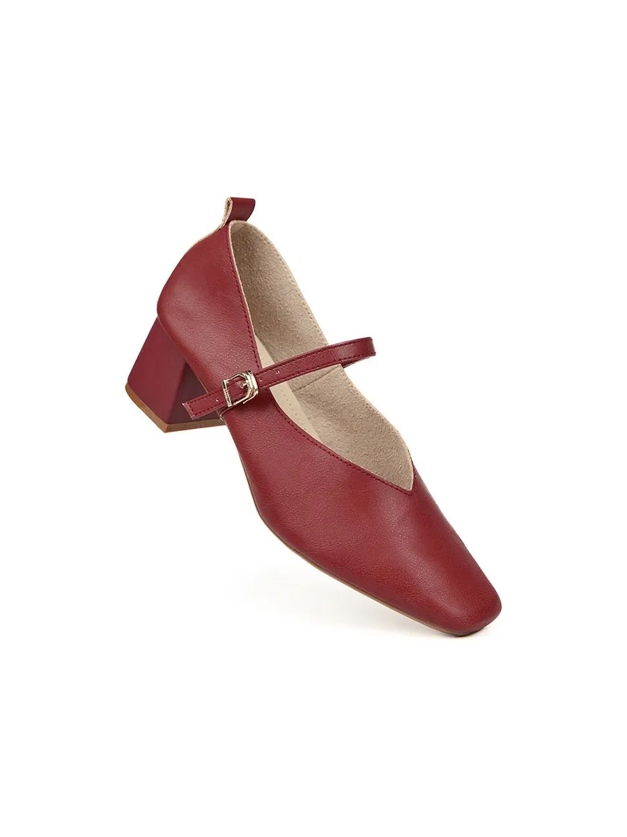 SHU WOMEN  2" V-CUT MARYJANE - BURGUNDY SHU WOMEN  2" V-CUT MARYJANE - BURGUNDY