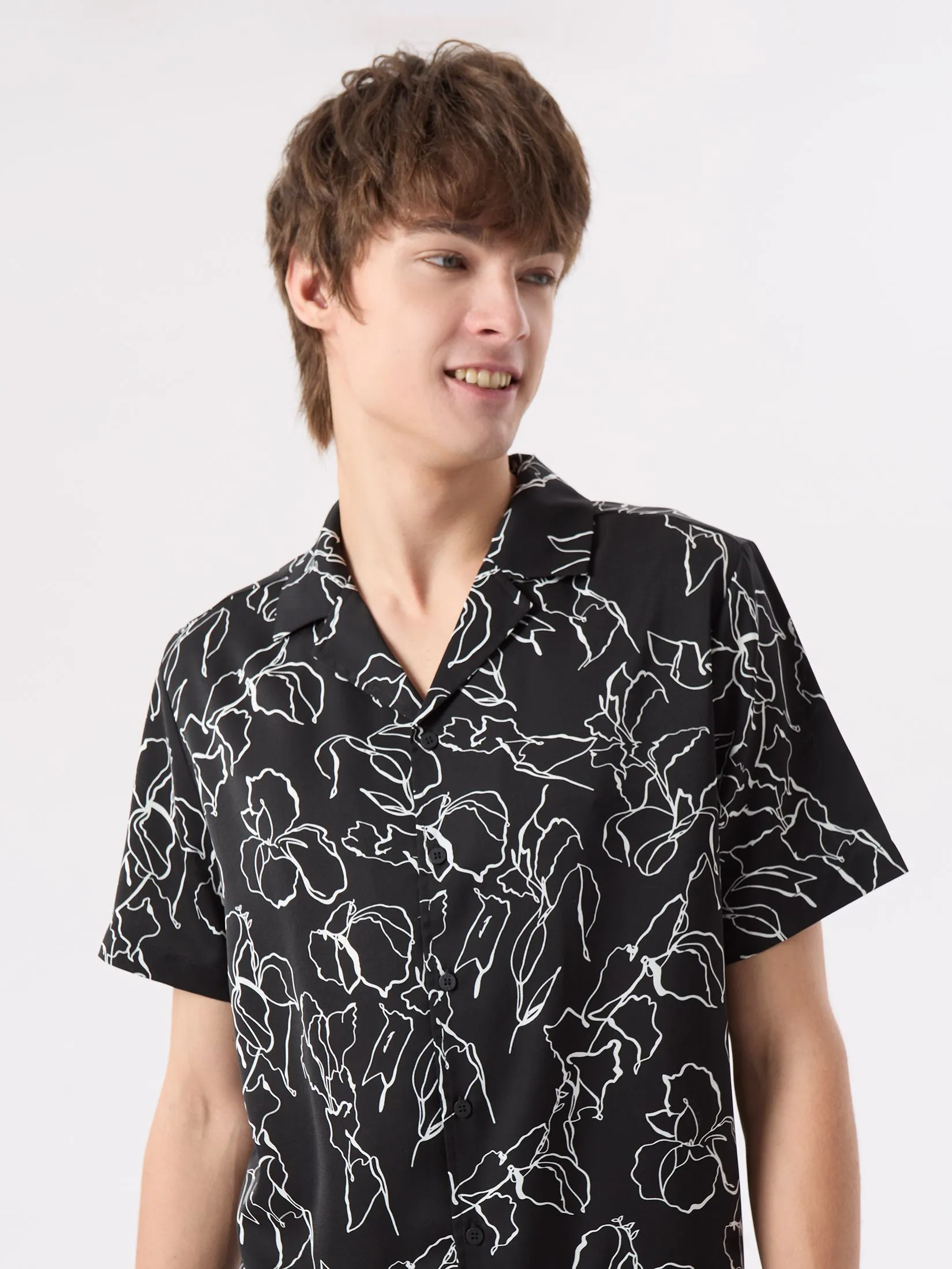 ESP Hawaiian Shirt Men Black ESP Hawaiian Shirt Men Black