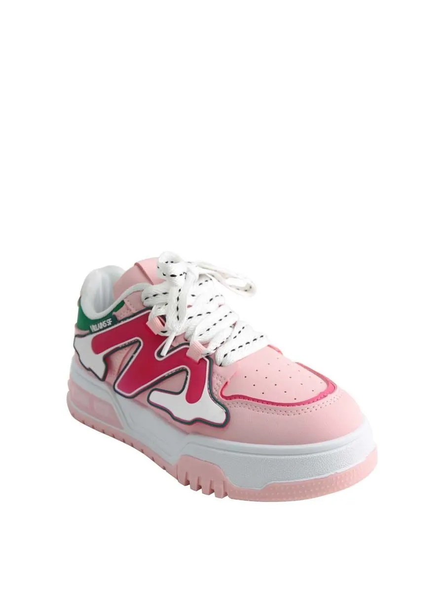 VILLAINS SF ENGROSS Women's Platform Comfort Chunky Sneakers PINK VILLAINS SF ENGROSS Women's Platform Comfort Chunky Sneakers PINK
