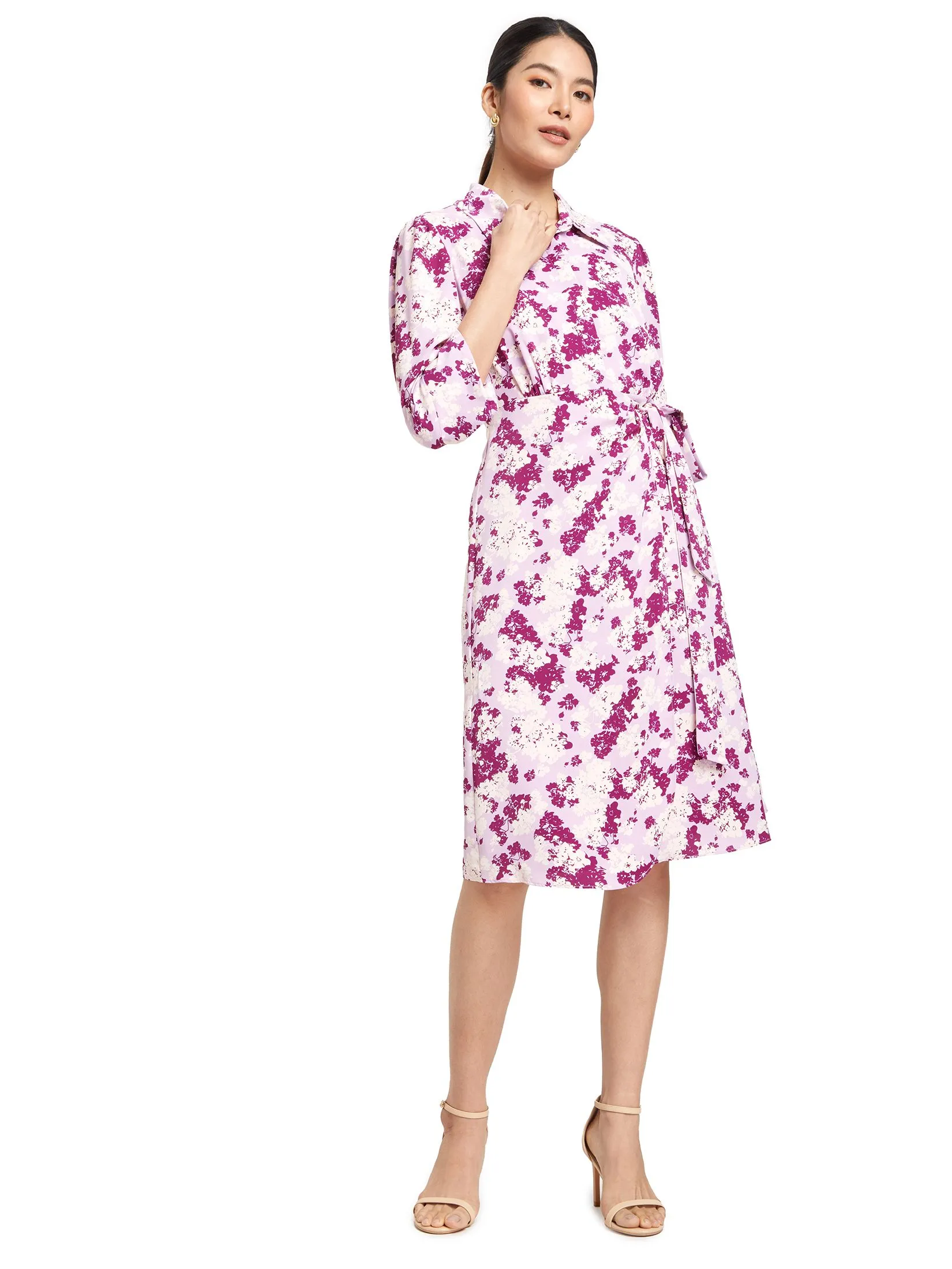 EXPRESSIONS Women Dress Collar Neck Long Sleeves Floral Print EXPRESSIONS Women Dress Collar Neck Long Sleeves Floral Print