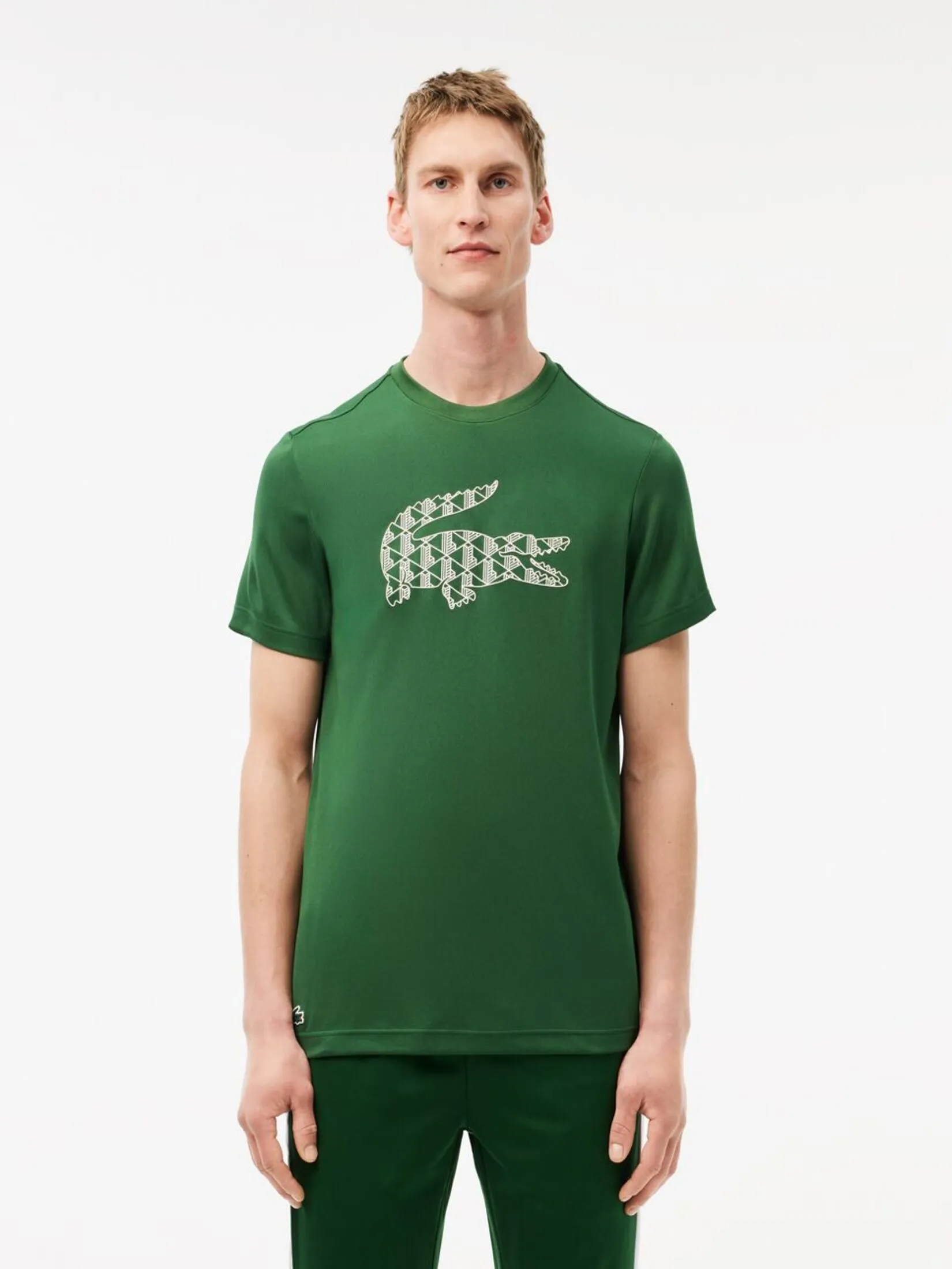 LACOSTE Ultra Dry Piqu  Tennis T-shirt Green LACOSTE Ultra Dry Piqu  Tennis T-shirt Green