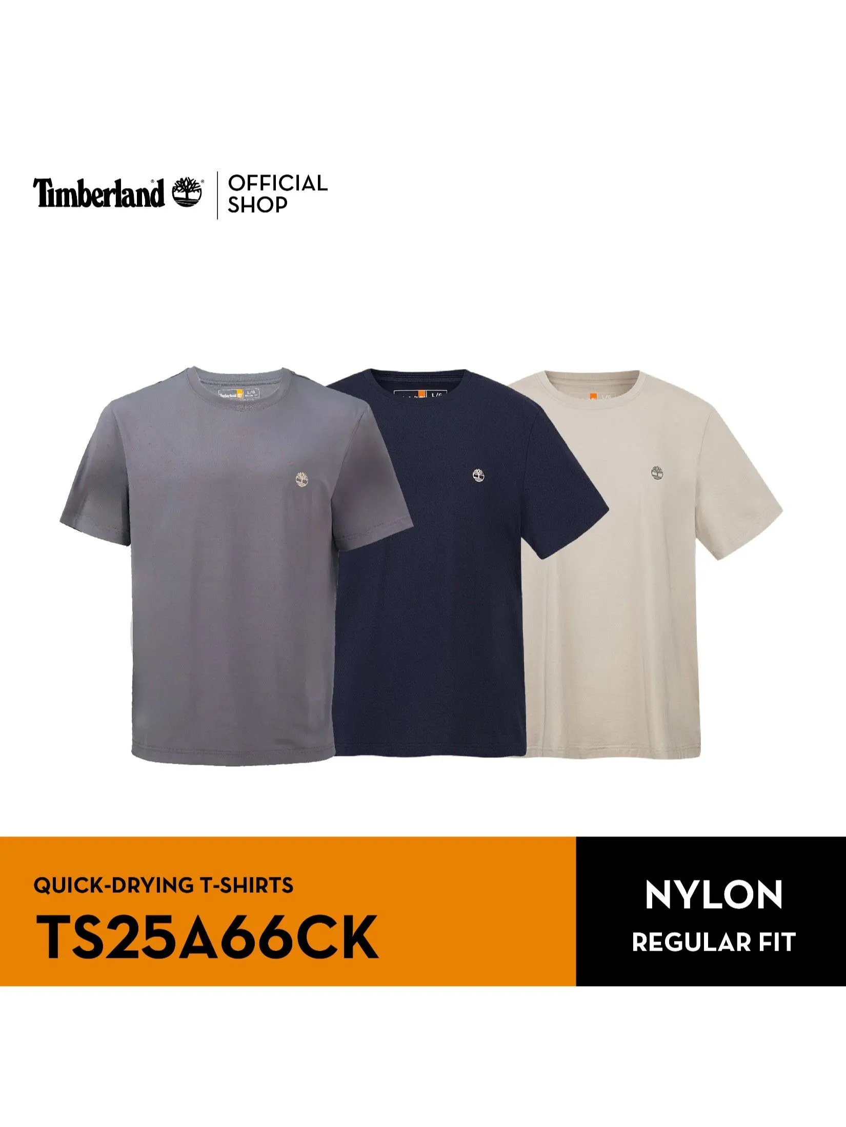 TIMBERLAND Men's Quick Dry Short Sleeve T-Shirt Grey TIMBERLAND Men's Quick Dry Short Sleeve T-Shirt Grey