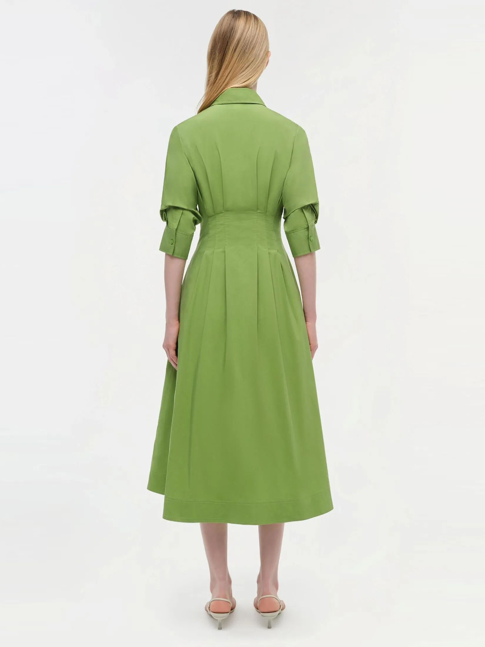 SIMKHAI Women Midi Dress Jazz Pintuck Deep Peridot SIMKHAI Women Midi Dress Jazz Pintuck Deep Peridot
