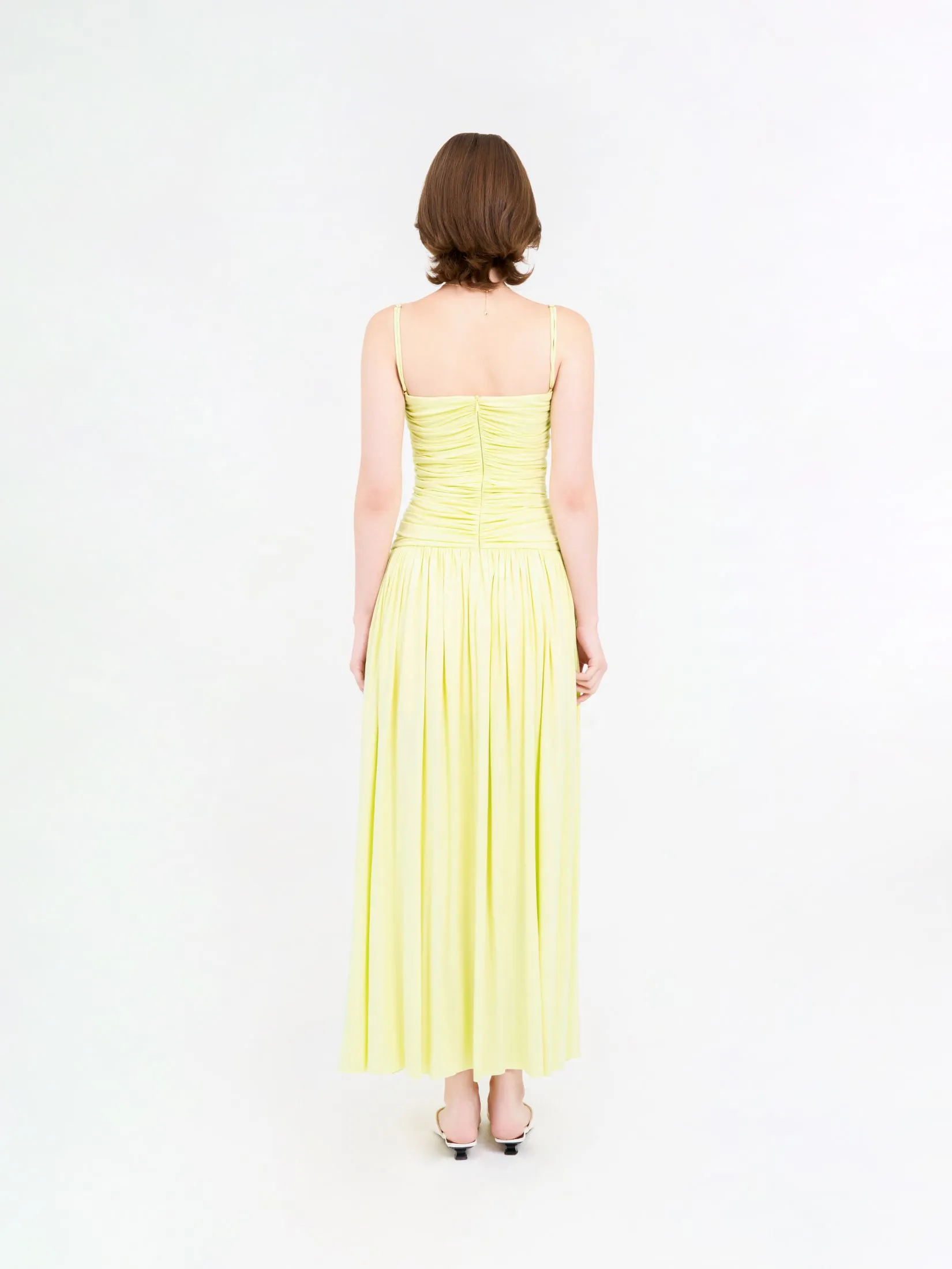 KLOSET (SS25) Women Front Ruched Maxi Dress Green KLOSET (SS25) Women Front Ruched Maxi Dress Green