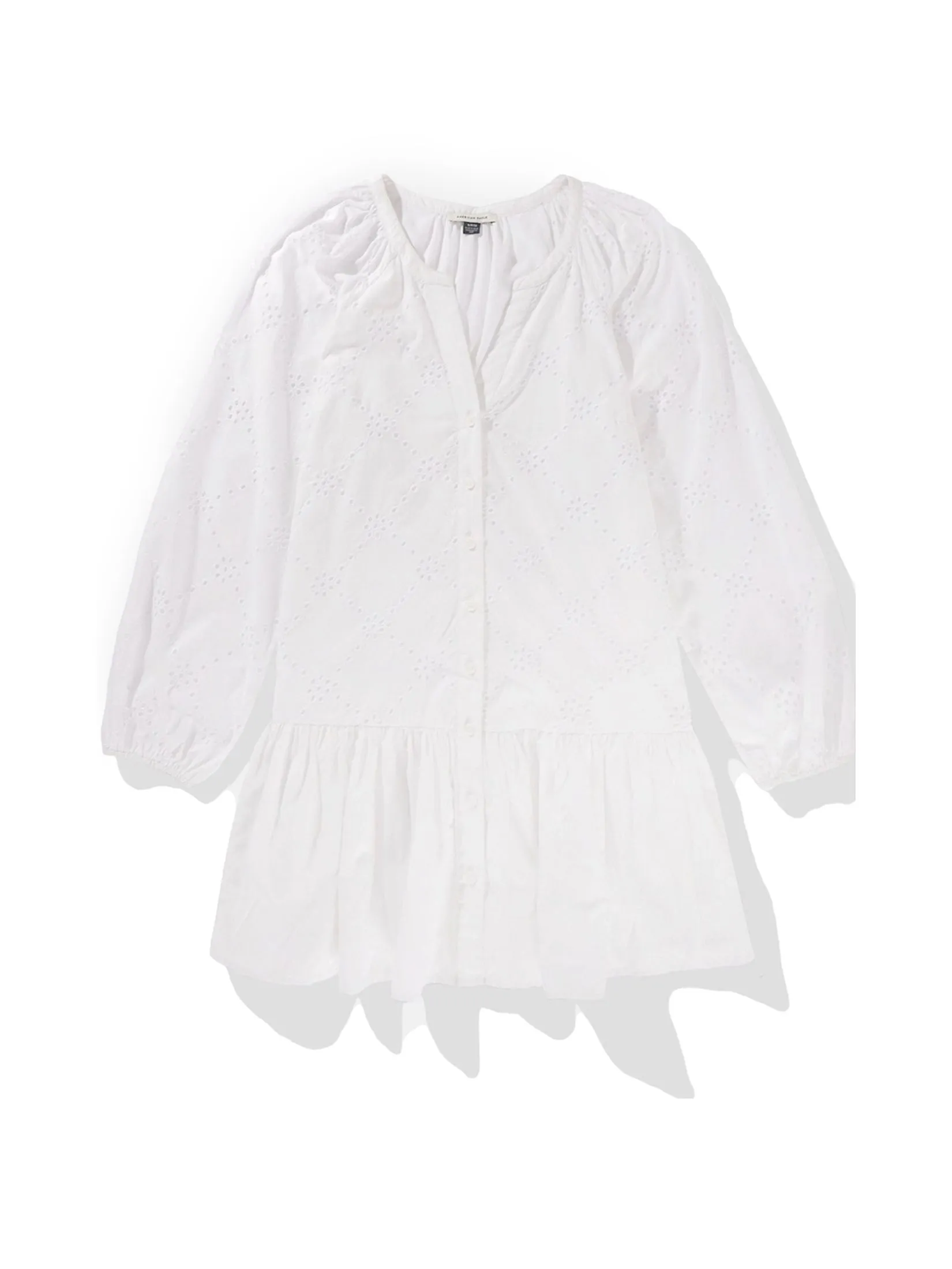 American Eagle WOMEN 7841 DROP WAIST SHIRT MINI 100 WHITE American Eagle WOMEN 7841 DROP WAIST SHIRT MINI 100 WHITE