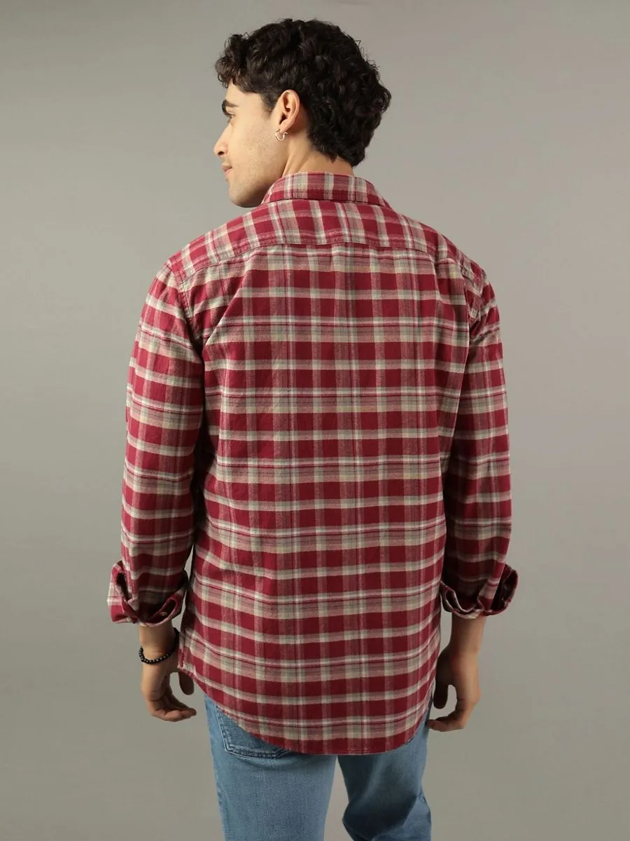 American Eagle MEN SF CSC DARREN BRUSHED TWILL SHIRT 613 BURGUNDY